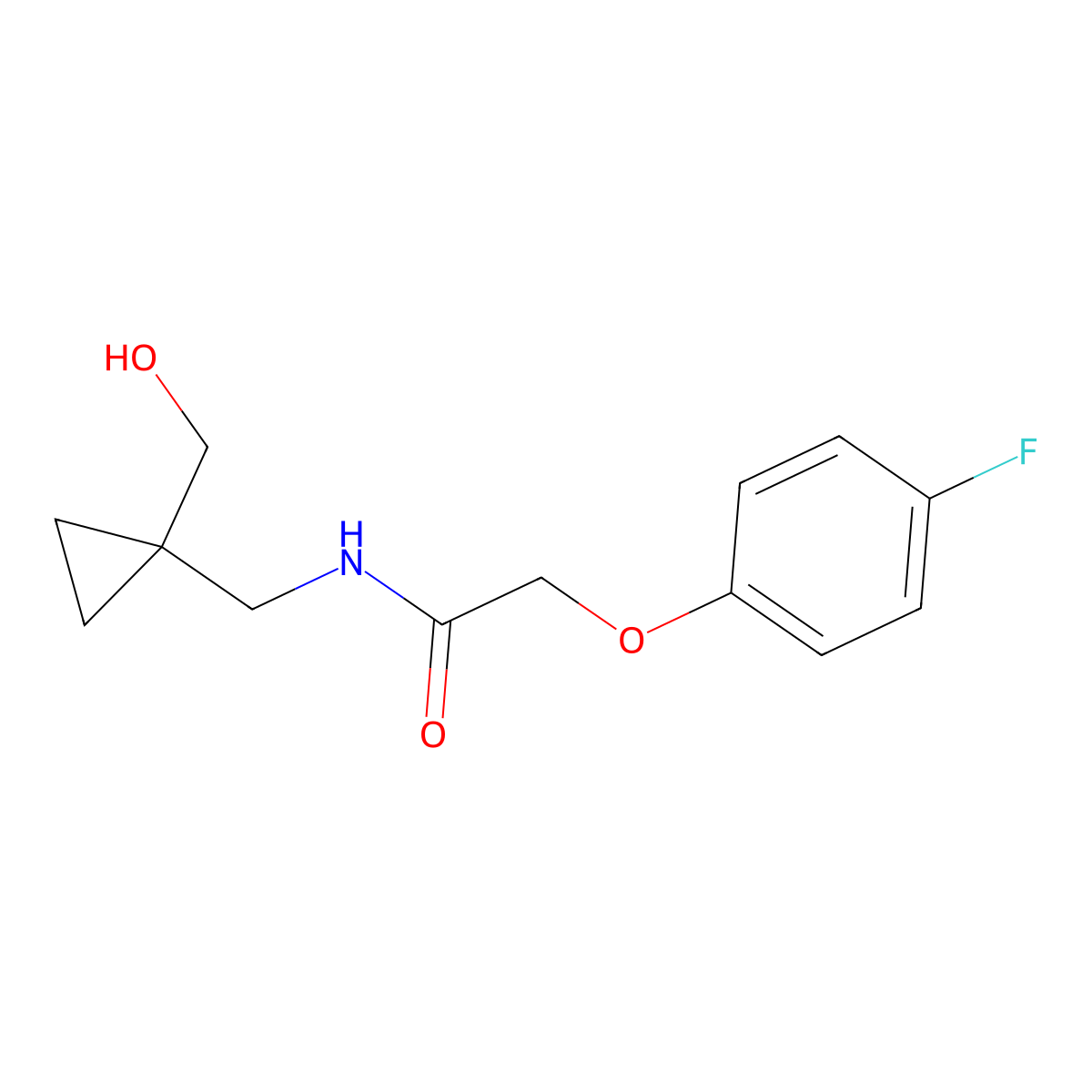 2-(4-fluorophenoxy)-N-((1-(hydroxymethyl)cyclopropyl)methyl)acetamide molecular structure, CAS 1257553-58-4