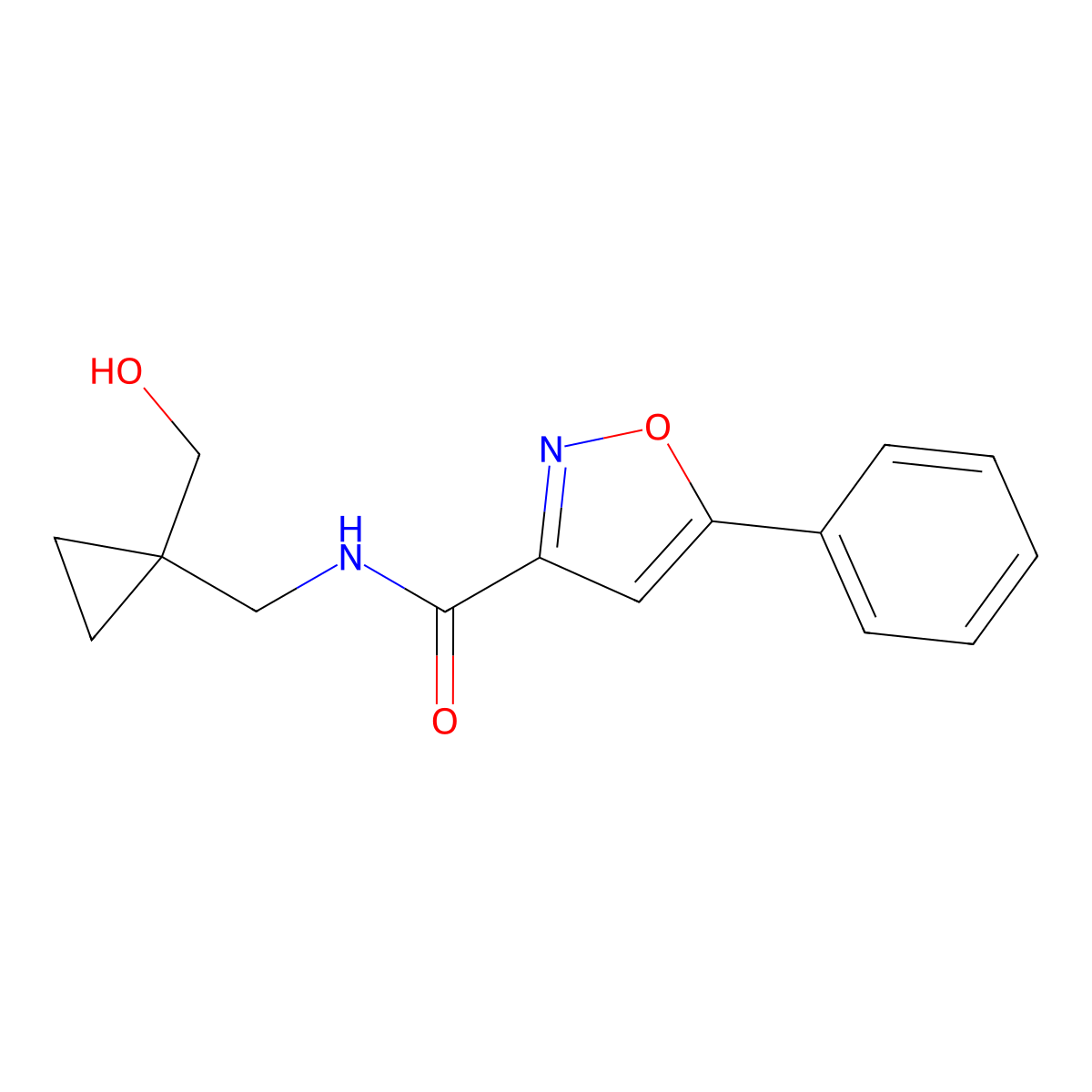N-((1-(hydroxymethyl)cyclopropyl)methyl)-5-phenylisoxazole-3-carboxamide molecular structure, CAS 1257553-61-9