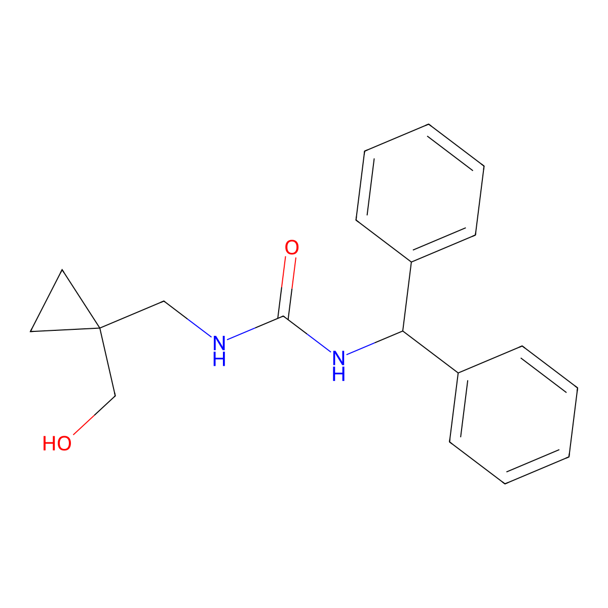 1-Benzhydryl-3-((1-(hydroxymethyl)cyclopropyl)methyl)urea molecular structure, CAS 1257553-64-2