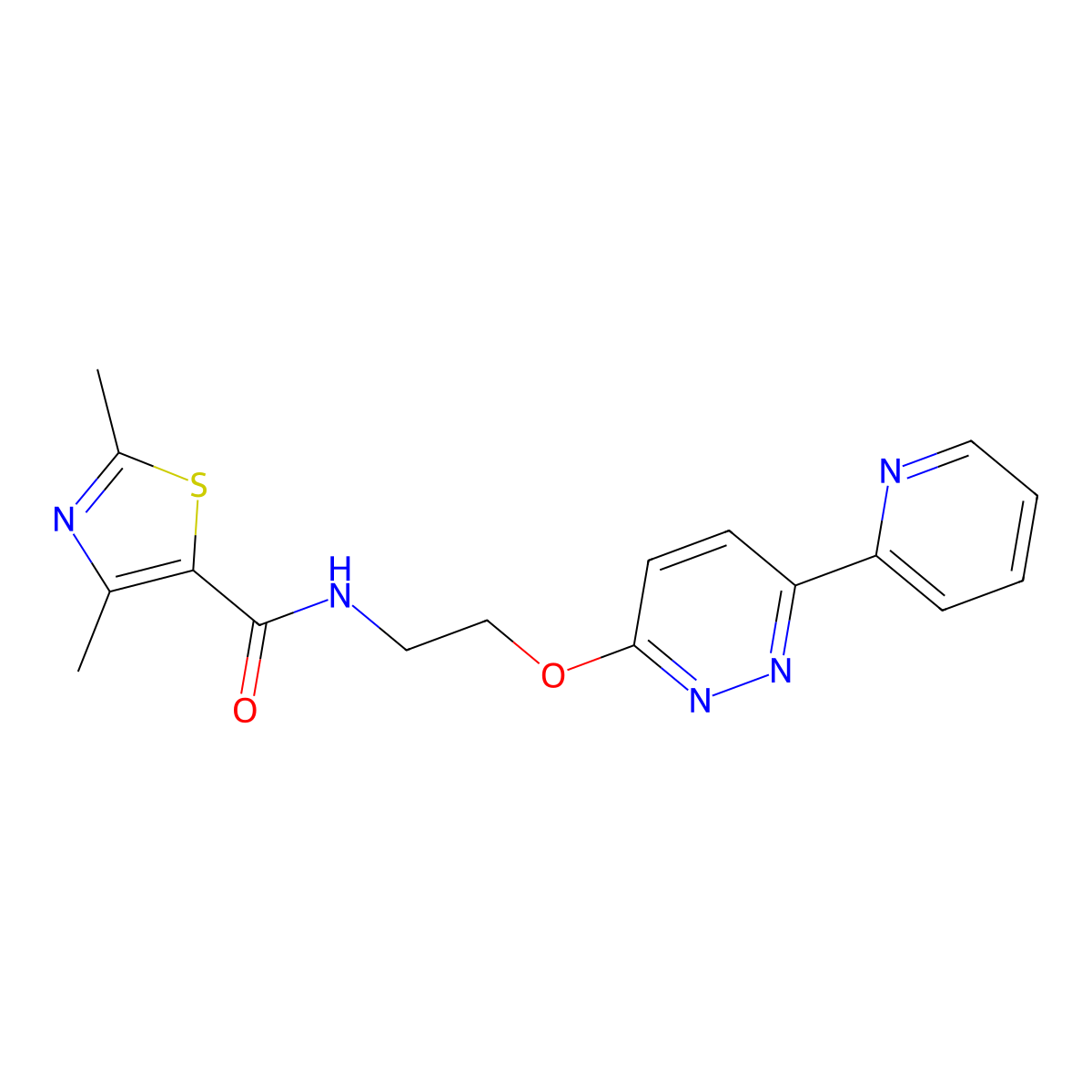 2,4-dimethyl-N-(2-((6-(pyridin-2-yl)pyridazin-3-yl)oxy)ethyl)thiazole-5-carboxamide molecular structure, CAS 1257553-67-5