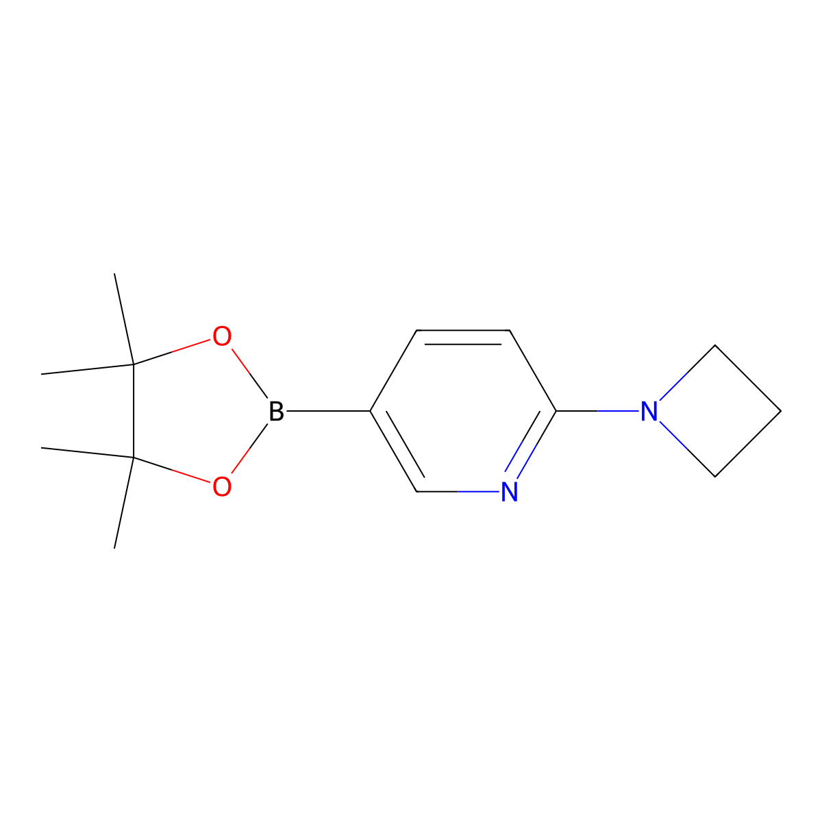 2-(Azetidin-1-yl)-5-(4,4,5,5-tetramethyl-1,3,2-dioxaborolan-2-yl)pyridine molecular structure, CAS 1257553-70-0