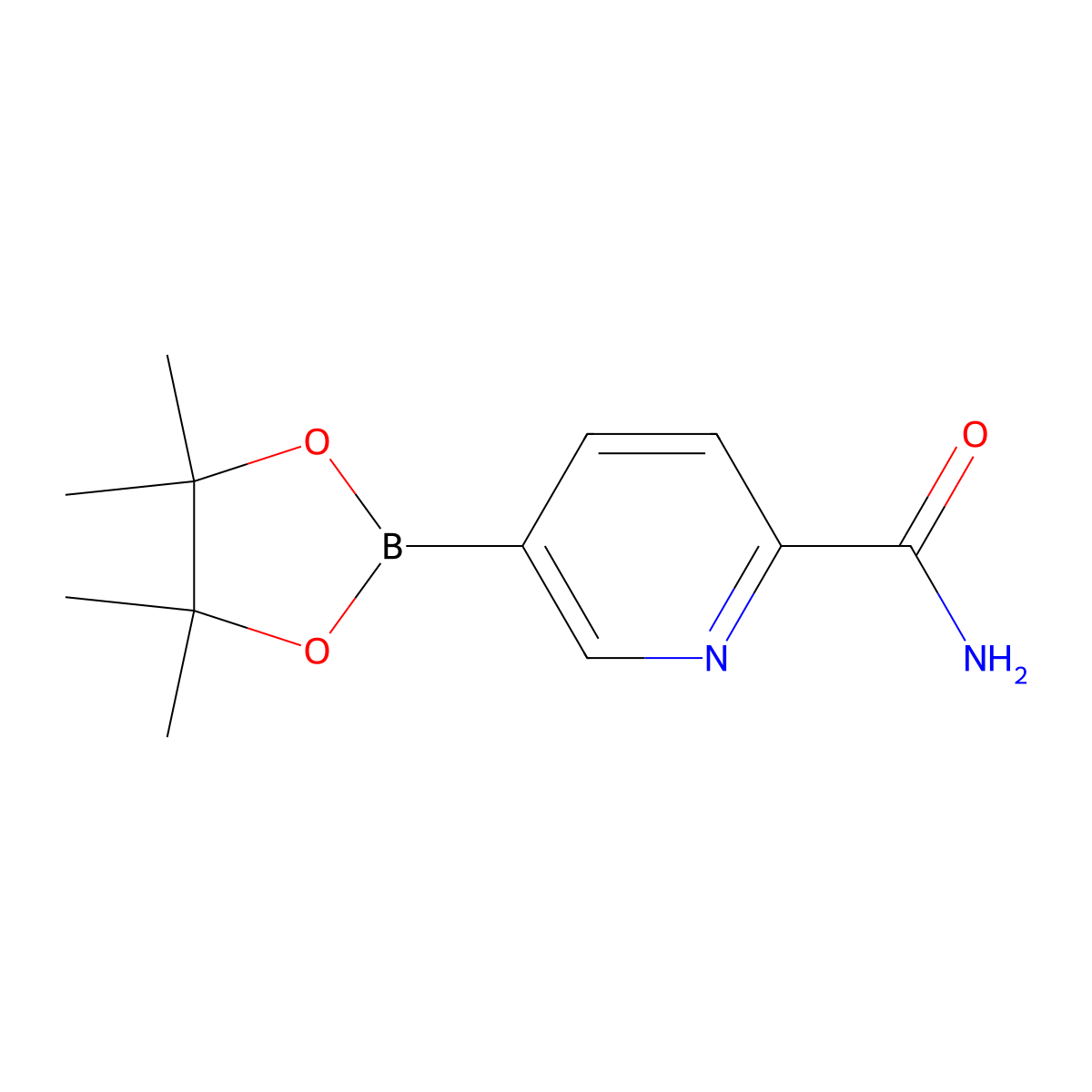5-(4,4,5,5-Tetramethyl-1,3,2-dioxaborolan-2-yl)pyridine-2-carboxamide molecular structure, CAS 1257553-74-4