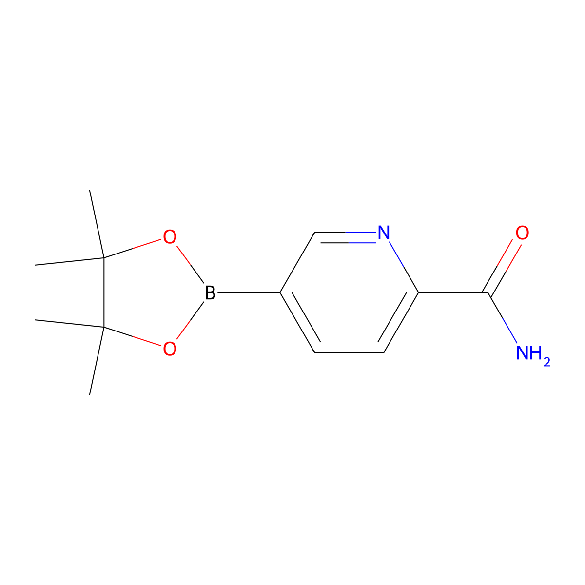 5-(4,4,5,5-Tetramethyl-1,3,2-dioxaborolan-2-yl)pyridine-2-carboxamide molecular structure, CAS 1257553-74-4