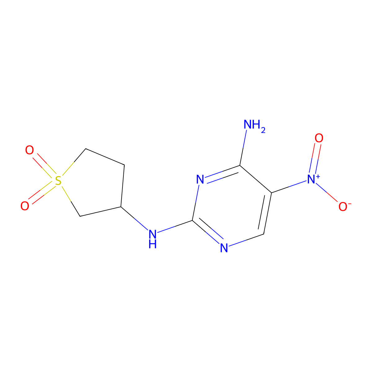 3-((4-Amino-5-nitropyrimidin-2-yl)amino)tetrahydrothiophene 1,1-dioxide molecular structure, CAS 1257553-81-3
