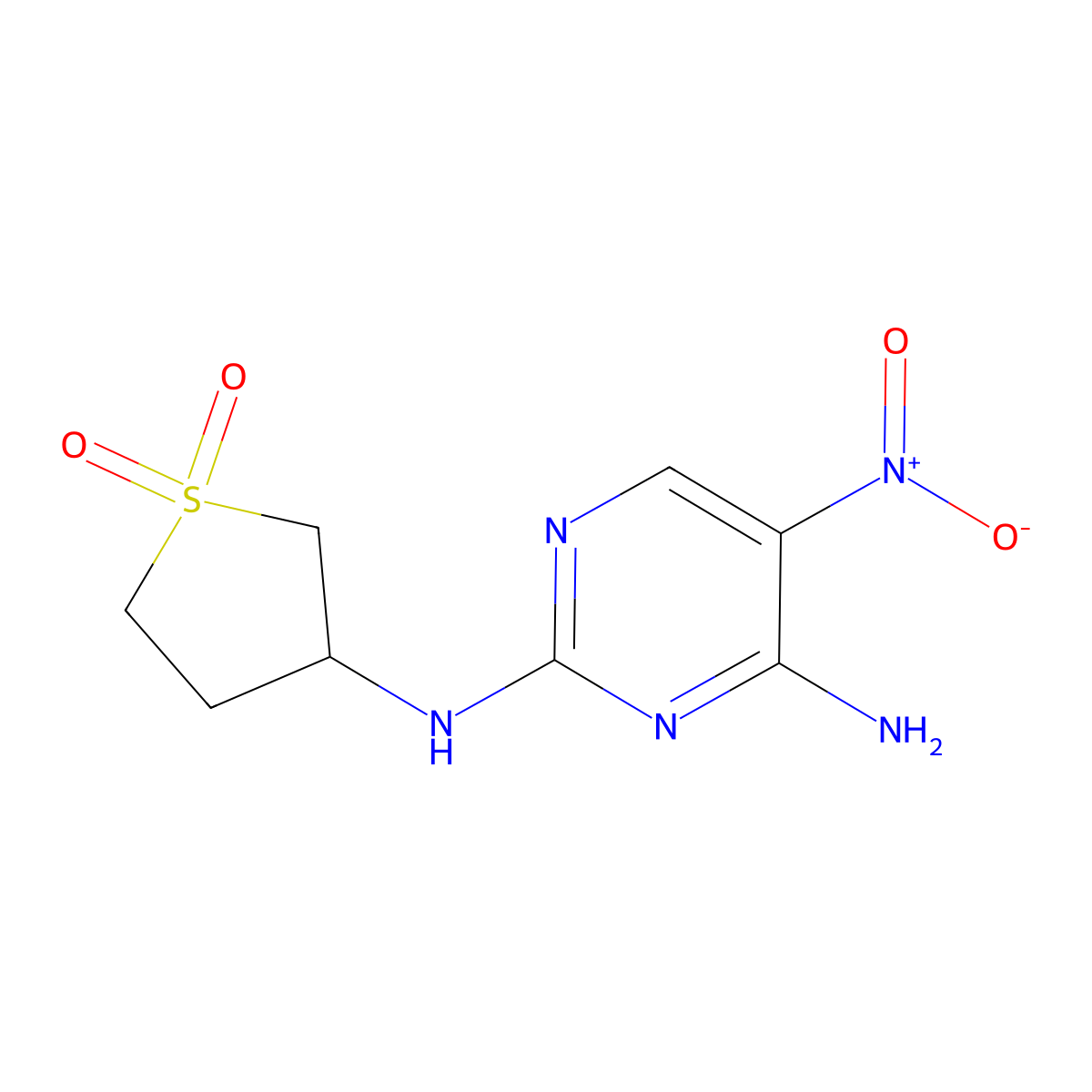 3-((4-Amino-5-nitropyrimidin-2-yl)amino)tetrahydrothiophene 1,1-dioxide molecular structure, CAS 1257553-81-3