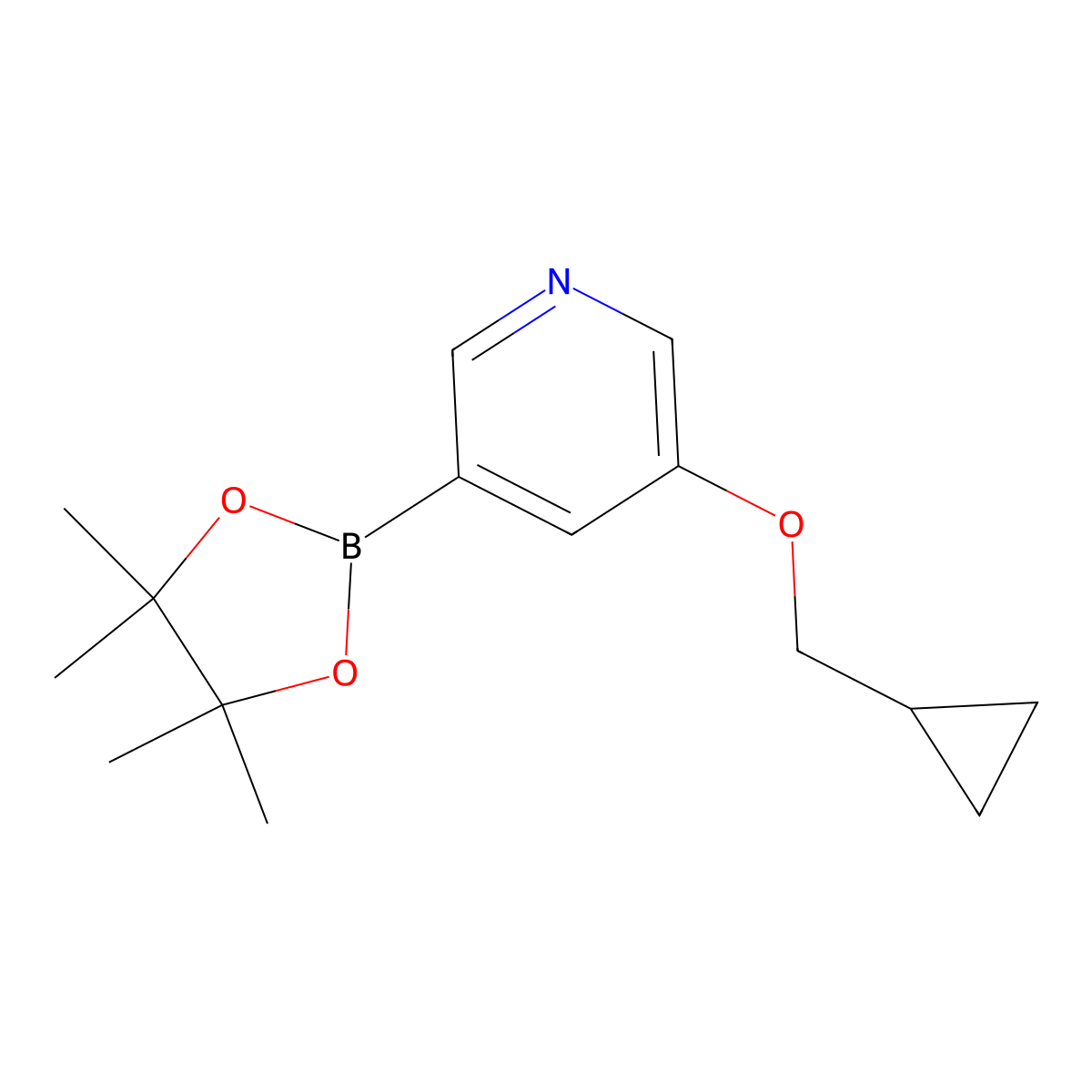 3-(Cyclopropylmethoxy)-5-(4,4,5,5-tetramethyl-1,3,2-dioxaborolan-2-yl)pyridine molecular structure, CAS 1257553-87-9