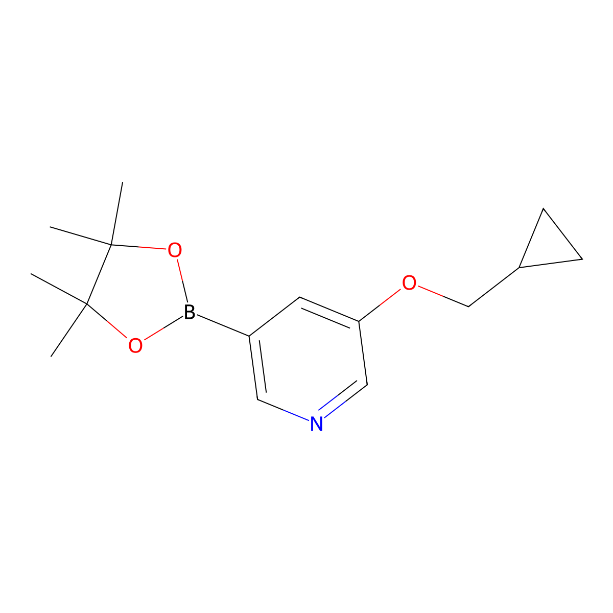 3-(Cyclopropylmethoxy)-5-(4,4,5,5-tetramethyl-1,3,2-dioxaborolan-2-yl)pyridine molecular structure, CAS 1257553-87-9
