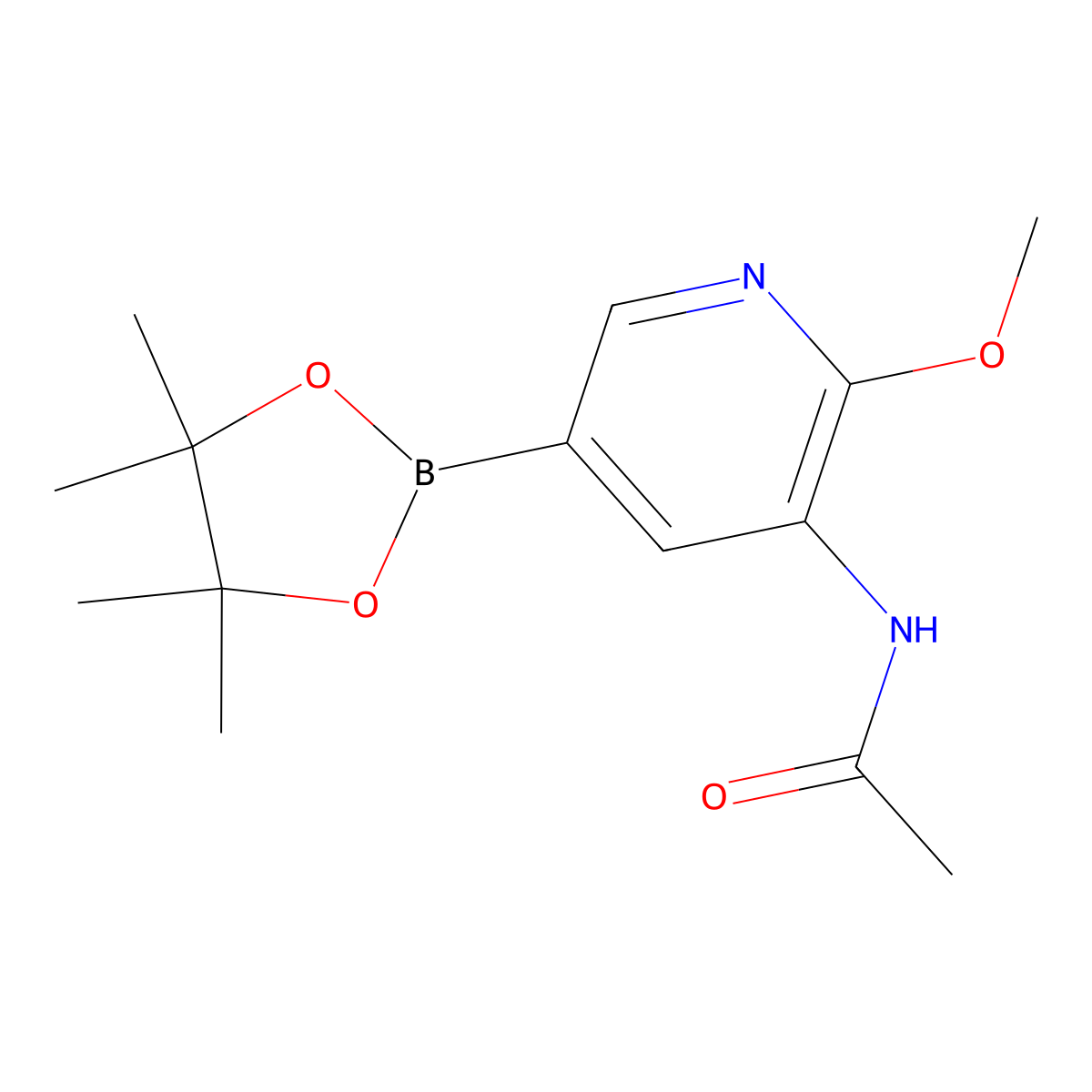N-(2-methoxy-5-(4,4,5,5-tetramethyl-1,3,2-dioxaborolan-2-yl)pyridin-3-yl)acetamide molecular structure, CAS 1257553-92-6