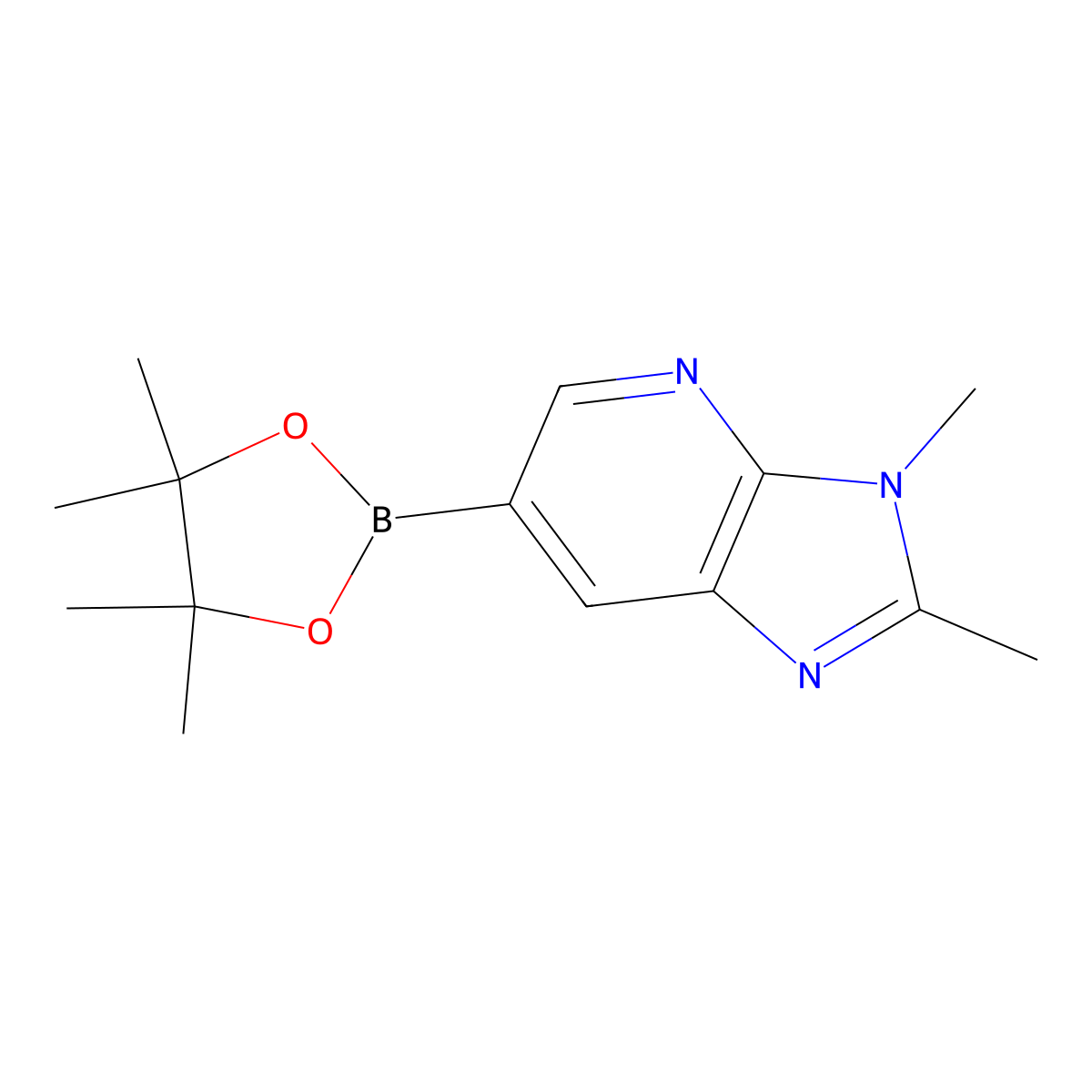 2,3-dimethyl-6-(4,4,5,5-tetramethyl-1,3,2-dioxaborolan-2-yl)-3H-imidazo[4,5-b]pyridine molecular structure, CAS 1257554-01-0