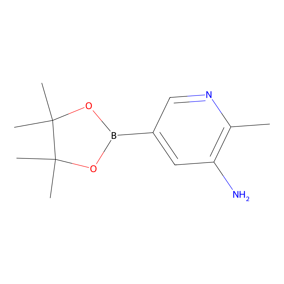 2-Methyl-5-(4,4,5,5-tetramethyl-1,3,2-dioxaborolan-2-yl)pyridin-3-amine molecular structure, CAS 1257554-08-7