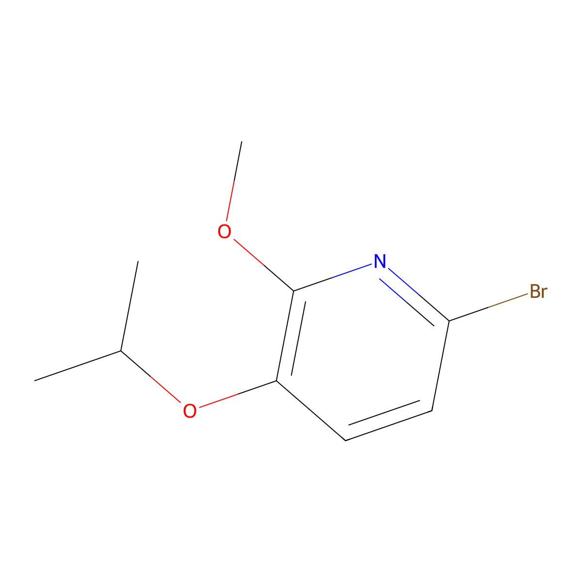 Pyridine, 6-bromo-2-methoxy-3-(1-methylethoxy)- molecular structure, CAS 1257554-12-3