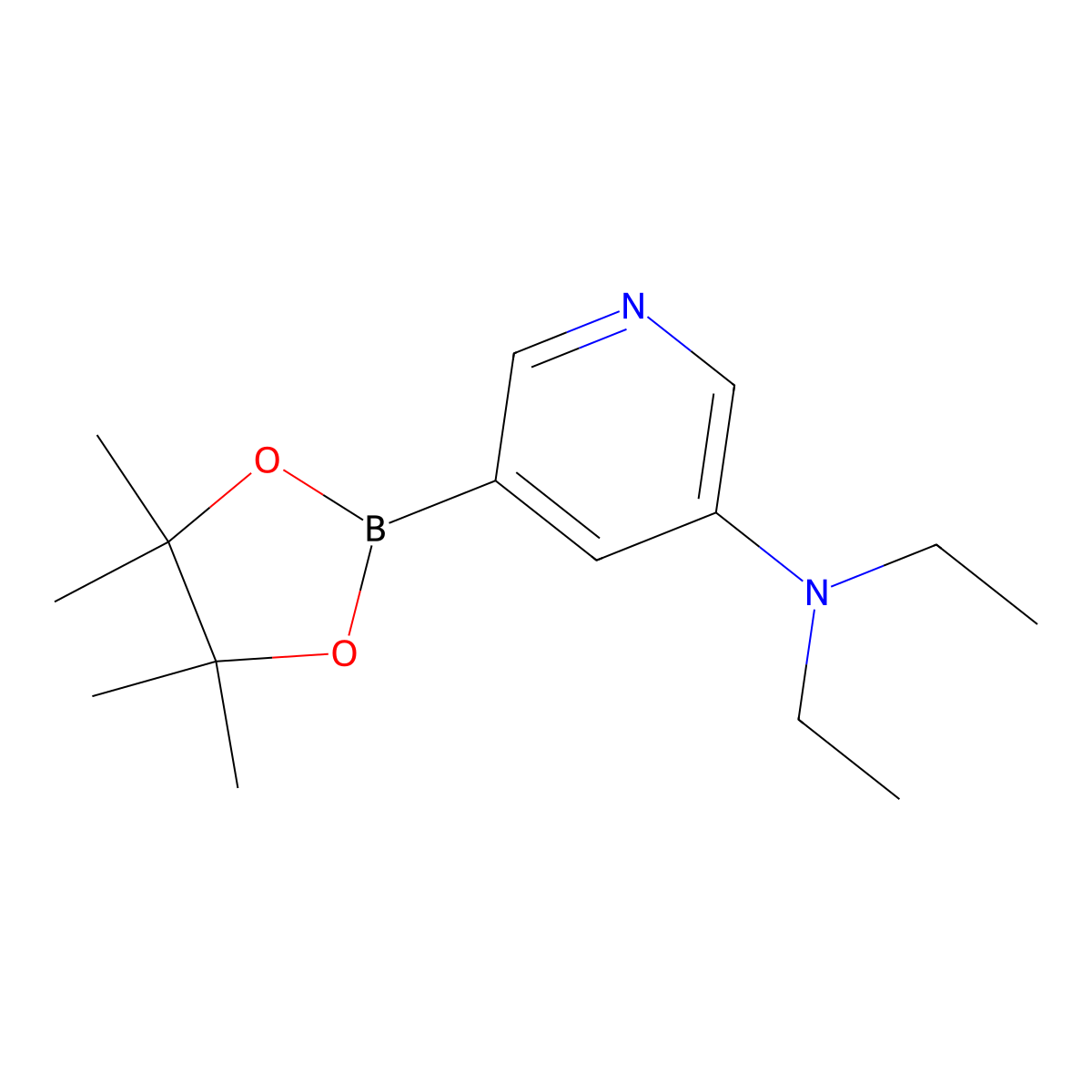 N,N-diethyl-5-(4,4,5,5-tetramethyl-1,3,2-dioxaborolan-2-yl)pyridin-3-amine molecular structure, CAS 1257554-15-6
