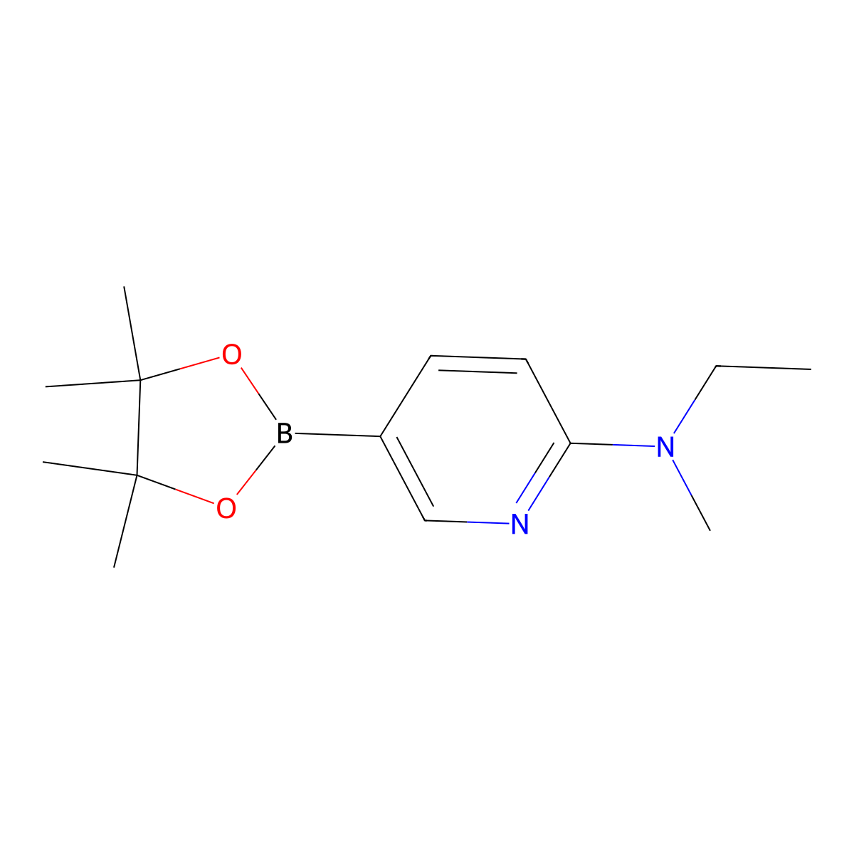 N-ethyl-N-methyl-5-(4,4,5,5-tetramethyl-1,3,2-dioxaborolan-2-yl)pyridin-2-amine molecular structure, CAS 1257554-16-7