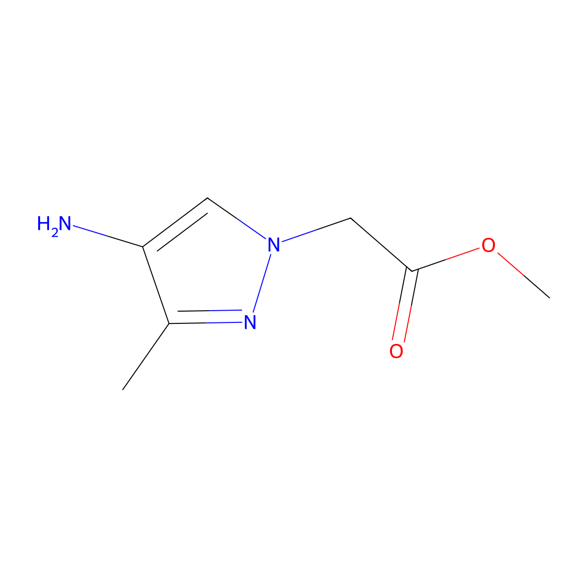 methyl 2-(4-amino-3-methyl-1H-pyrazol-1-yl)acetate molecular structure, CAS 1257554-20-3