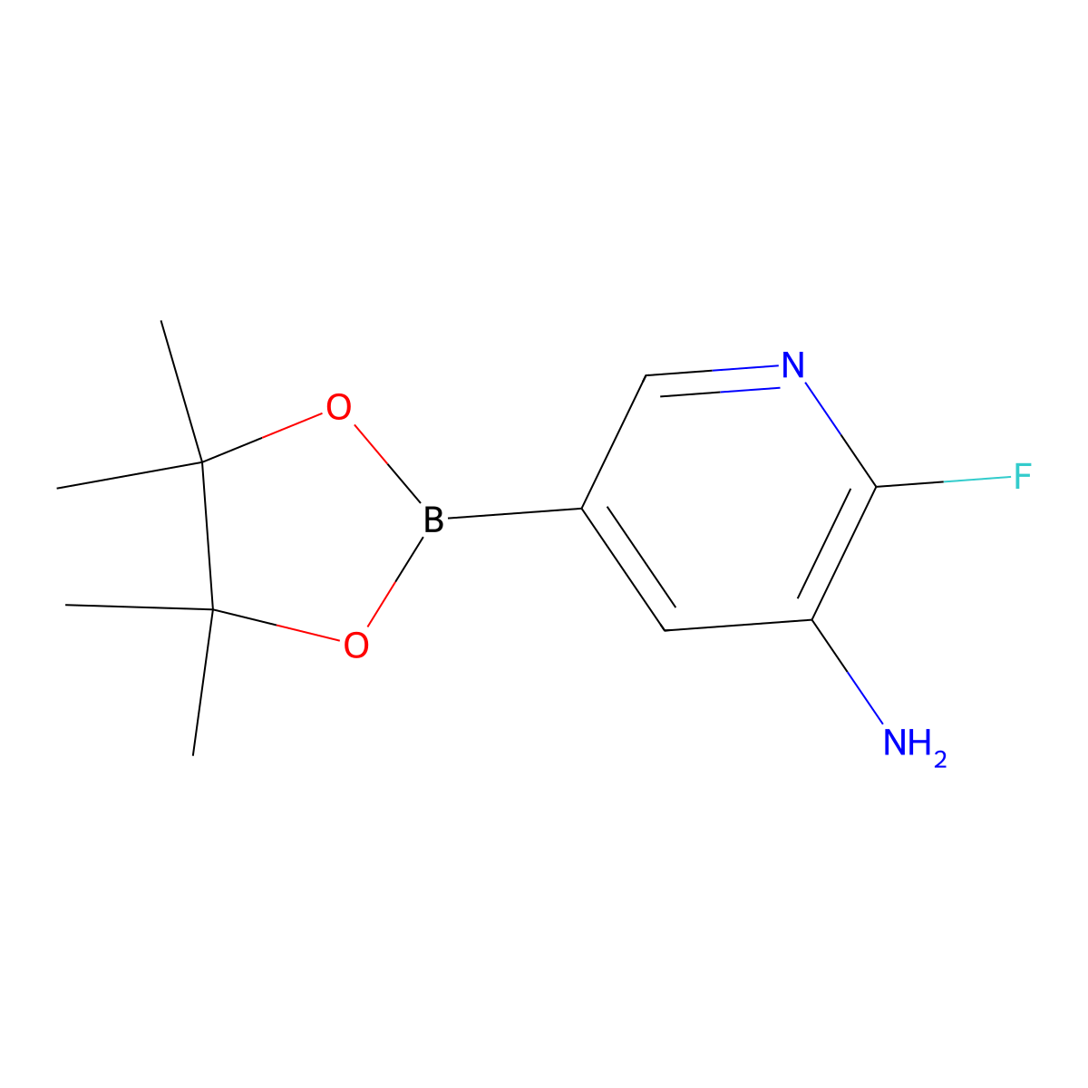 2-Fluoro-5-(4,4,5,5-tetramethyl-1,3,2-dioxaborolan-2-YL)pyridin-3-amine molecular structure, CAS 1257554-30-5