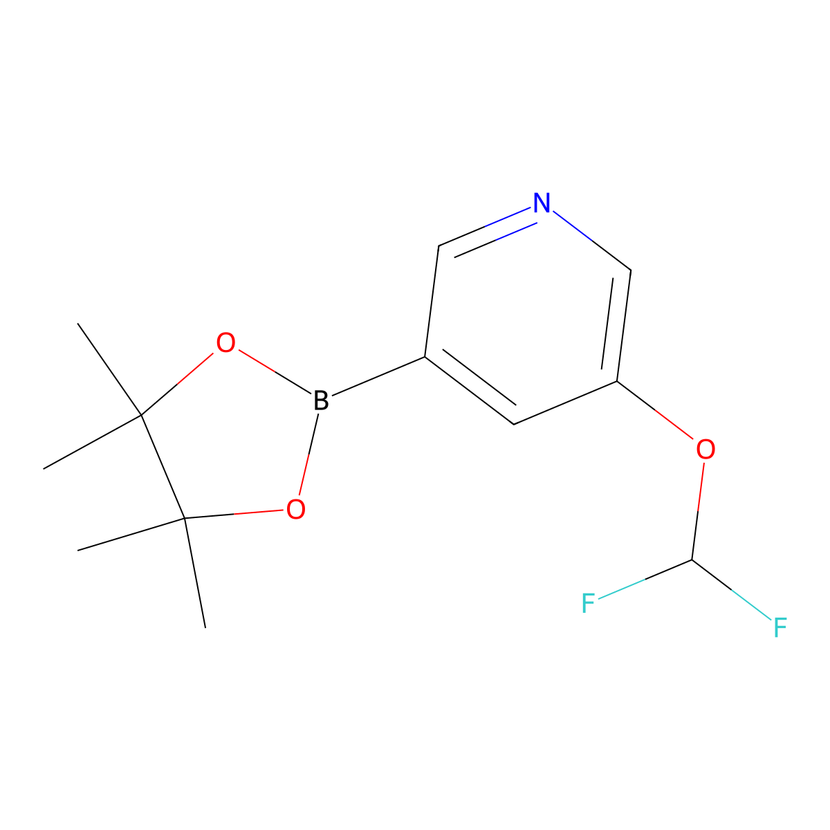 3-(Difluoromethoxy)-5-(tetramethyl-1,3,2-dioxaborolan-2-yl)pyridine molecular structure, CAS 1257554-65-6