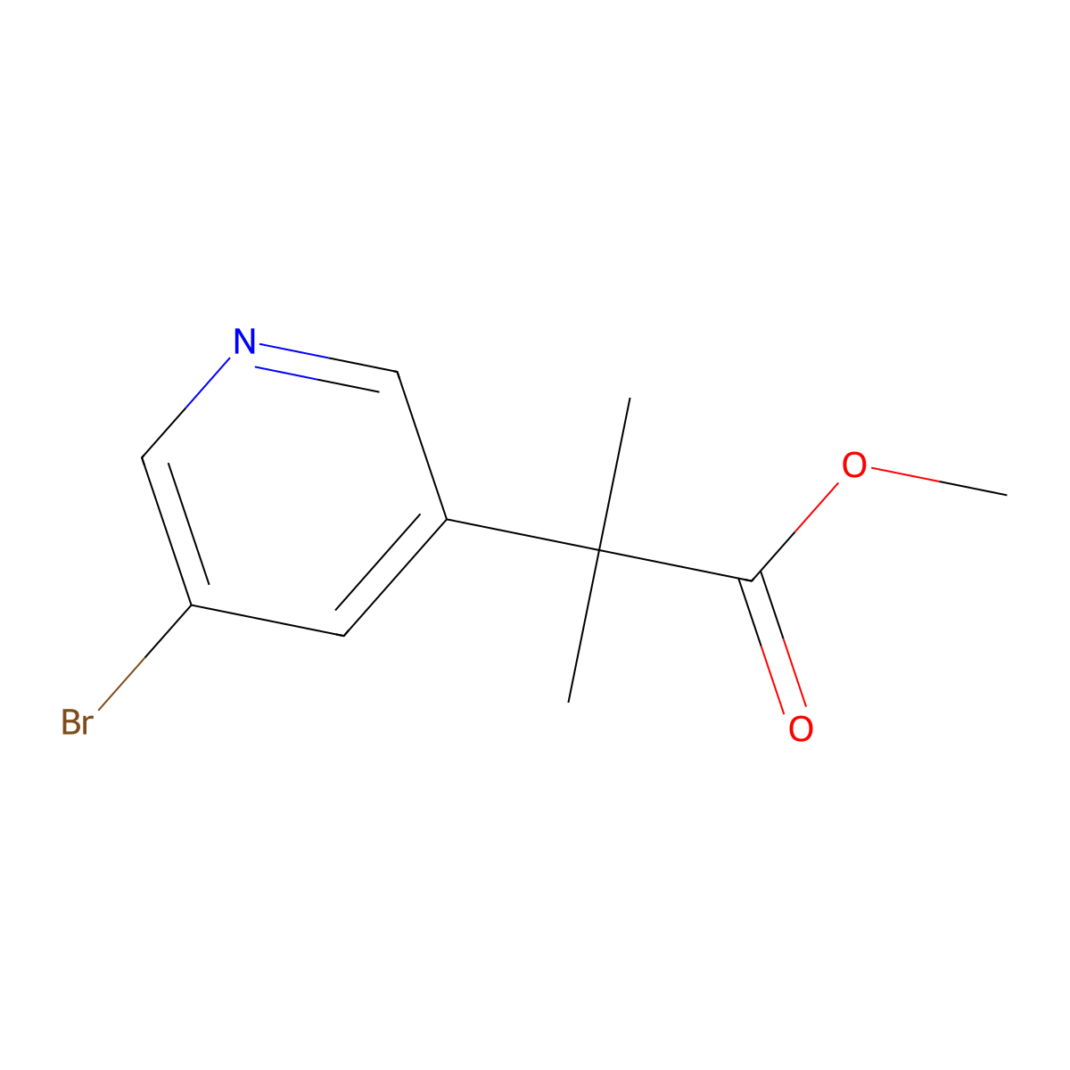 Methyl 2-(5-bromopyridin-3-yl)-2-methylpropanoate molecular structure, CAS 1257554-79-2