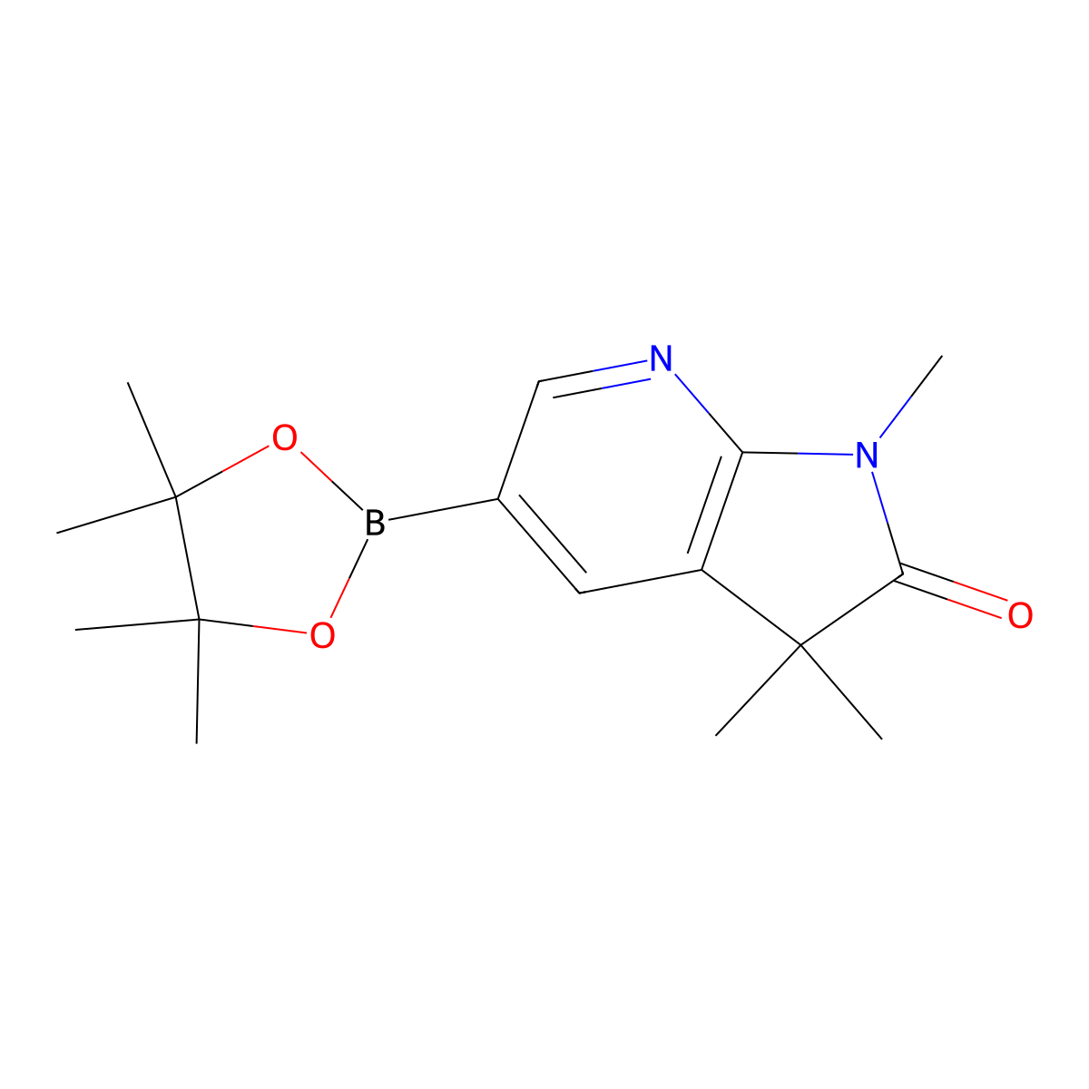 1,3,3-Trimethyl-5-(4,4,5,5-tetramethyl-1,3,2-dioxaborolan-2-yl)-1H-pyrrolo[2,3-b]pyridin-2(3H)-one molecular structure, CAS 1257554-80-5