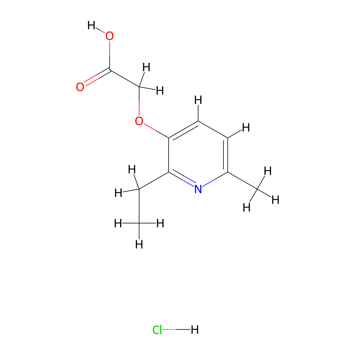 [(2-Ethyl-6-methyl-3-pyridinyl)oxy]acetic acid hydrochloride molecular structure, CAS 125756-86-7