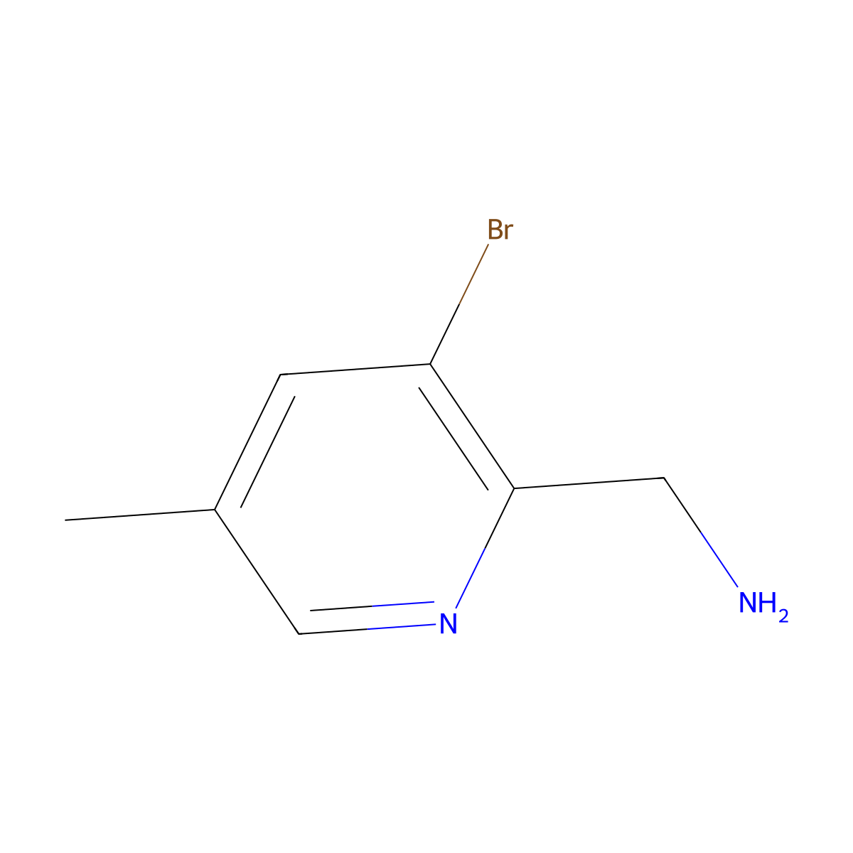 (3-Bromo-5-methyl-2-pyridinyl)methanamine molecular structure, CAS 1257582-26-5