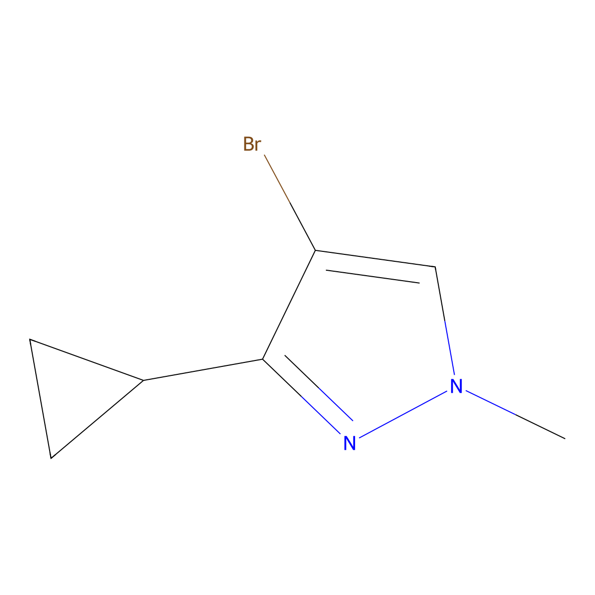 4-Bromo-3-cyclopropyl-1-methyl-1H-pyrazole molecular structure, CAS 1257637-80-1