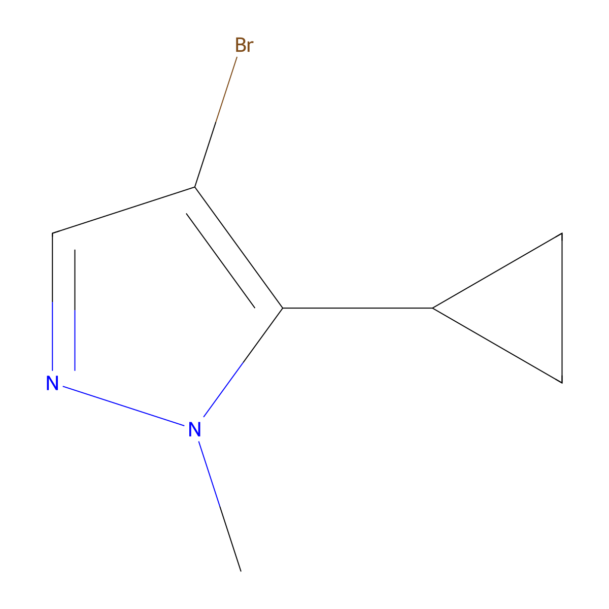 4-Bromo-5-cyclopropyl-1-methyl-1H-pyrazole molecular structure, CAS 1257637-81-2