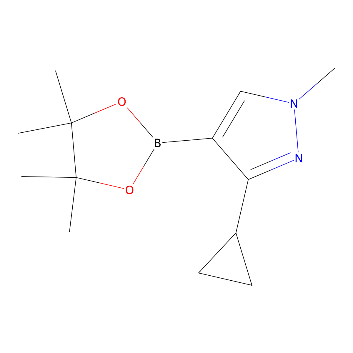 3-cyclopropyl-1-methyl-4-(tetramethyl-1,3,2-dioxaborolan-2-yl)-1H-pyrazole molecular structure, CAS 1257637-82-3