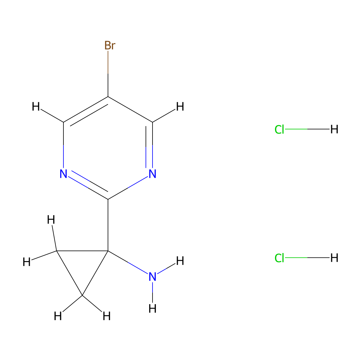 1-(5-Bromopyrimidin-2-yl)cyclopropanamine dihydrochloride molecular structure, CAS 1257638-07-5