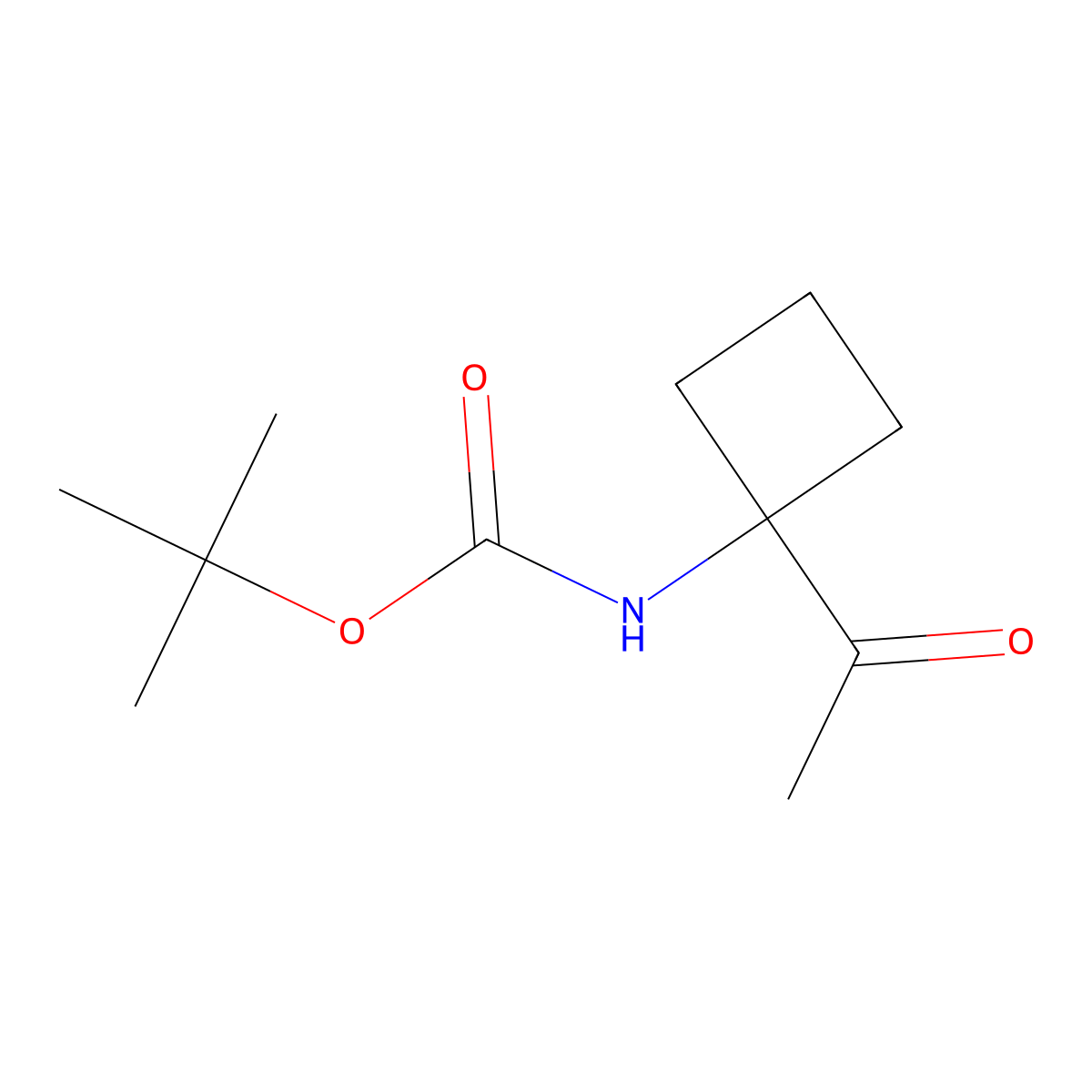 (1-Acetyl-cyclobutyl)-carbamic acid tert-butyl ester molecular structure, CAS 1257639-06-7