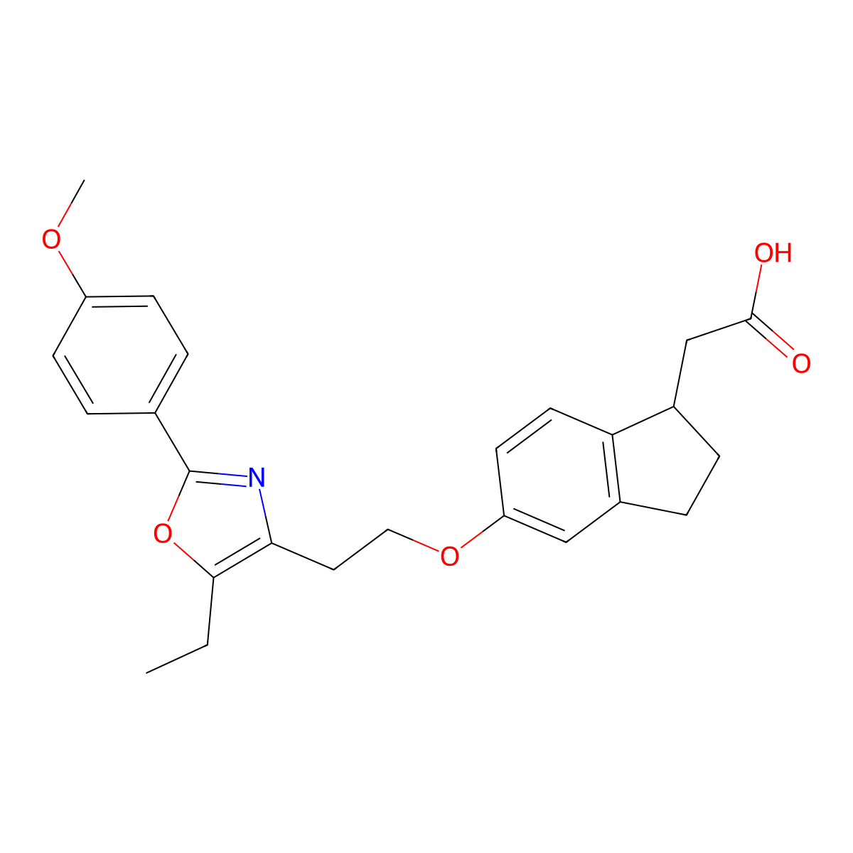 (1S)-5-(2-(5-Ethyl-2-(4-methoxyphenyl)-4-oxazolyl)ethoxy)-2,3-dihydro-1H-indene-1-acetic acid molecular structure, CAS 1257641-15-8
