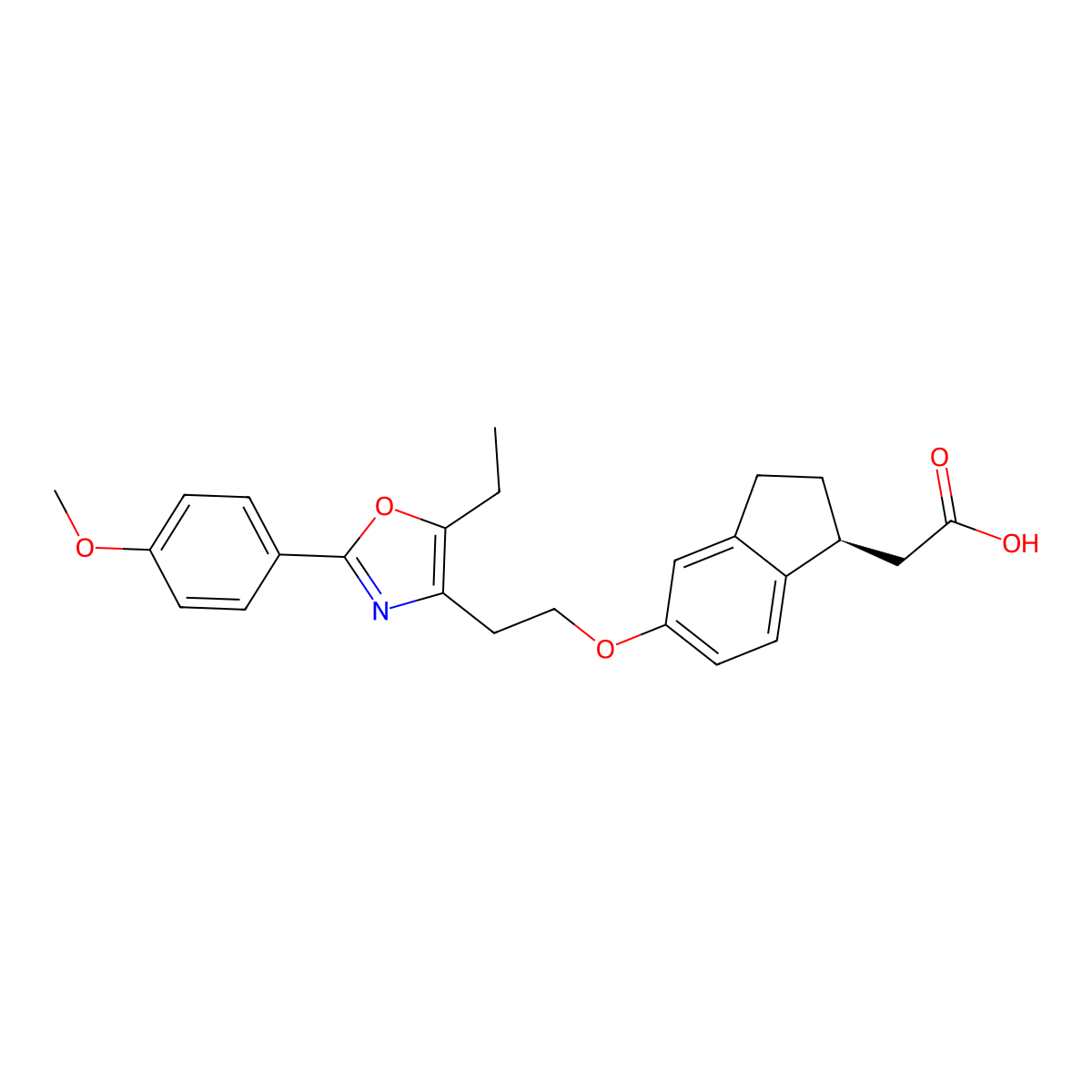 (1S)-5-(2-(5-Ethyl-2-(4-methoxyphenyl)-4-oxazolyl)ethoxy)-2,3-dihydro-1H-indene-1-acetic acid molecular structure, CAS 1257641-15-8