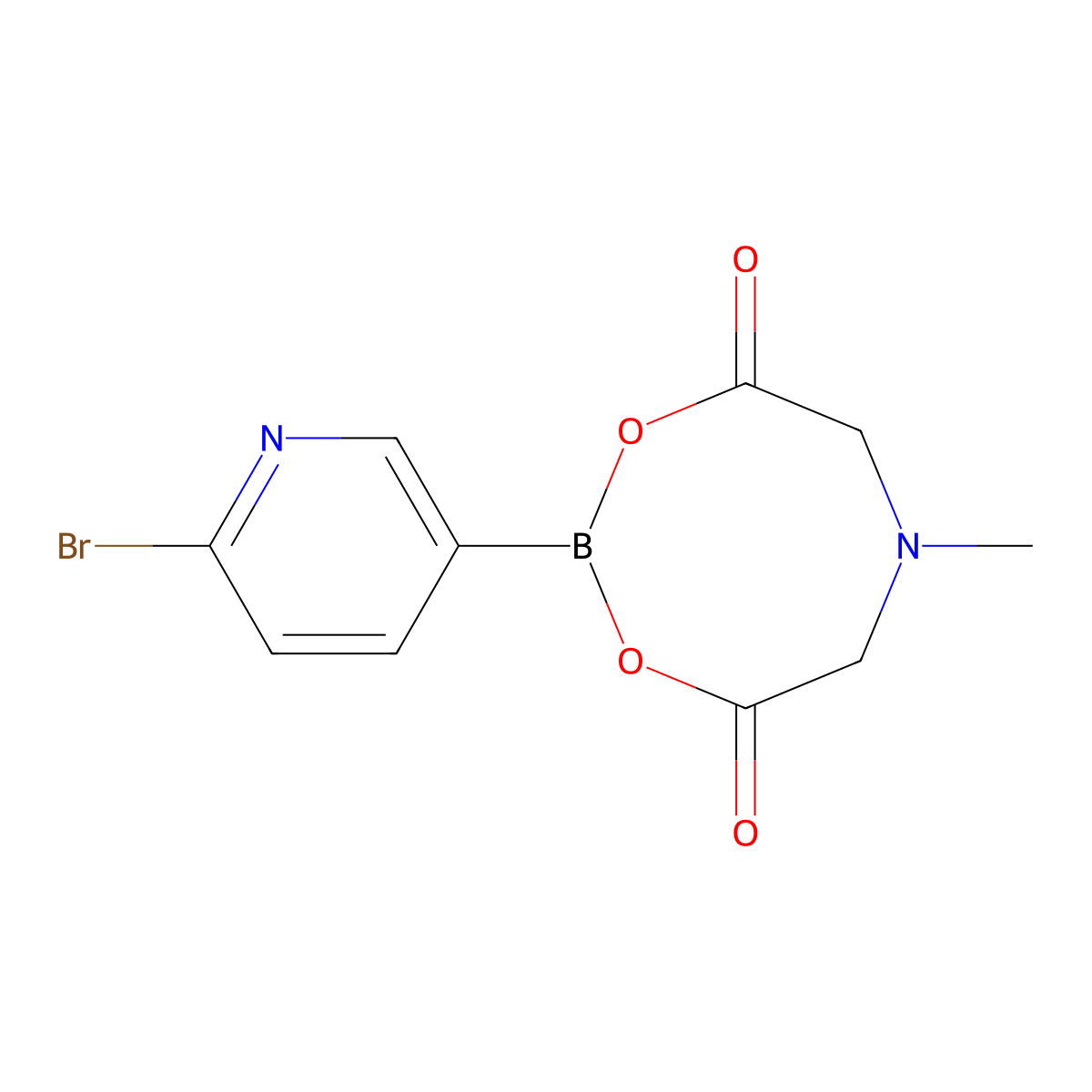2-(6-Bromo-3-pyridyl)-6-methyl-1,3,6,2-dioxazaborocane-4,8-dione molecular structure, CAS 1257642-70-8