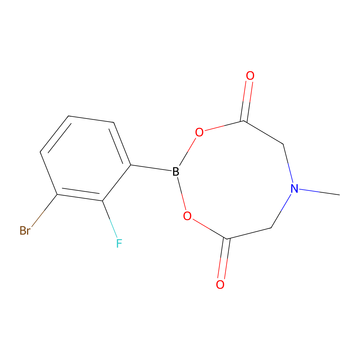 2-(3-Bromo-2-fluorophenyl)-6-methyl-1,3,6,2-dioxazaborocane-4,8-dione molecular structure, CAS 1257647-82-7