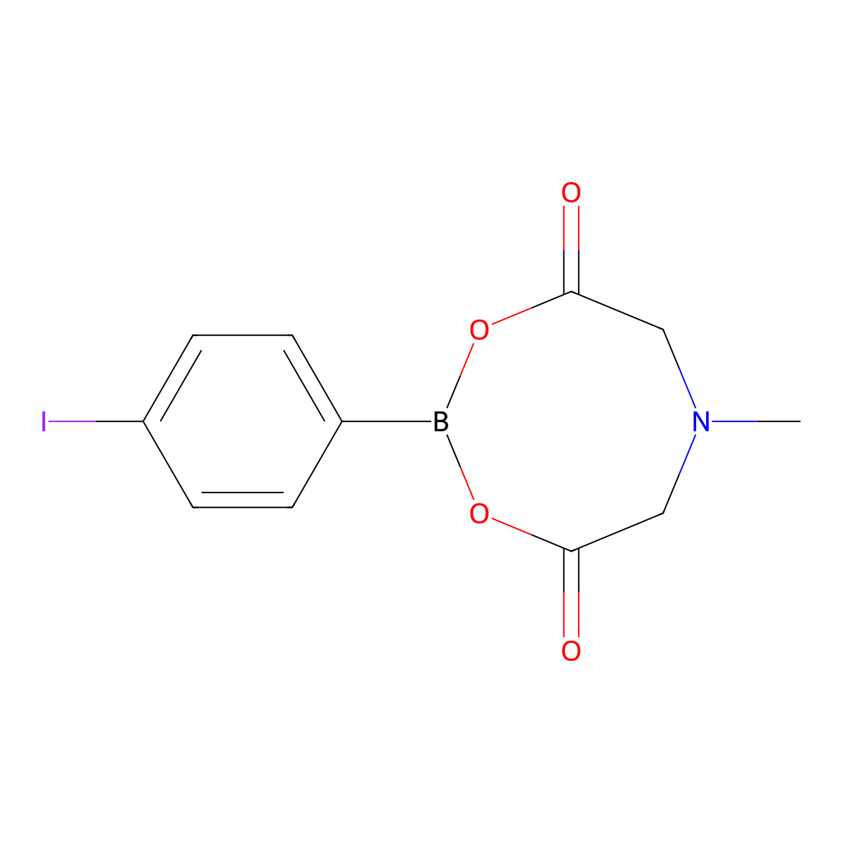 2-(4-Iodophenyl)-6-methyl-1,3,6,2-dioxazaborocane-4,8-dione molecular structure, CAS 1257649-56-1