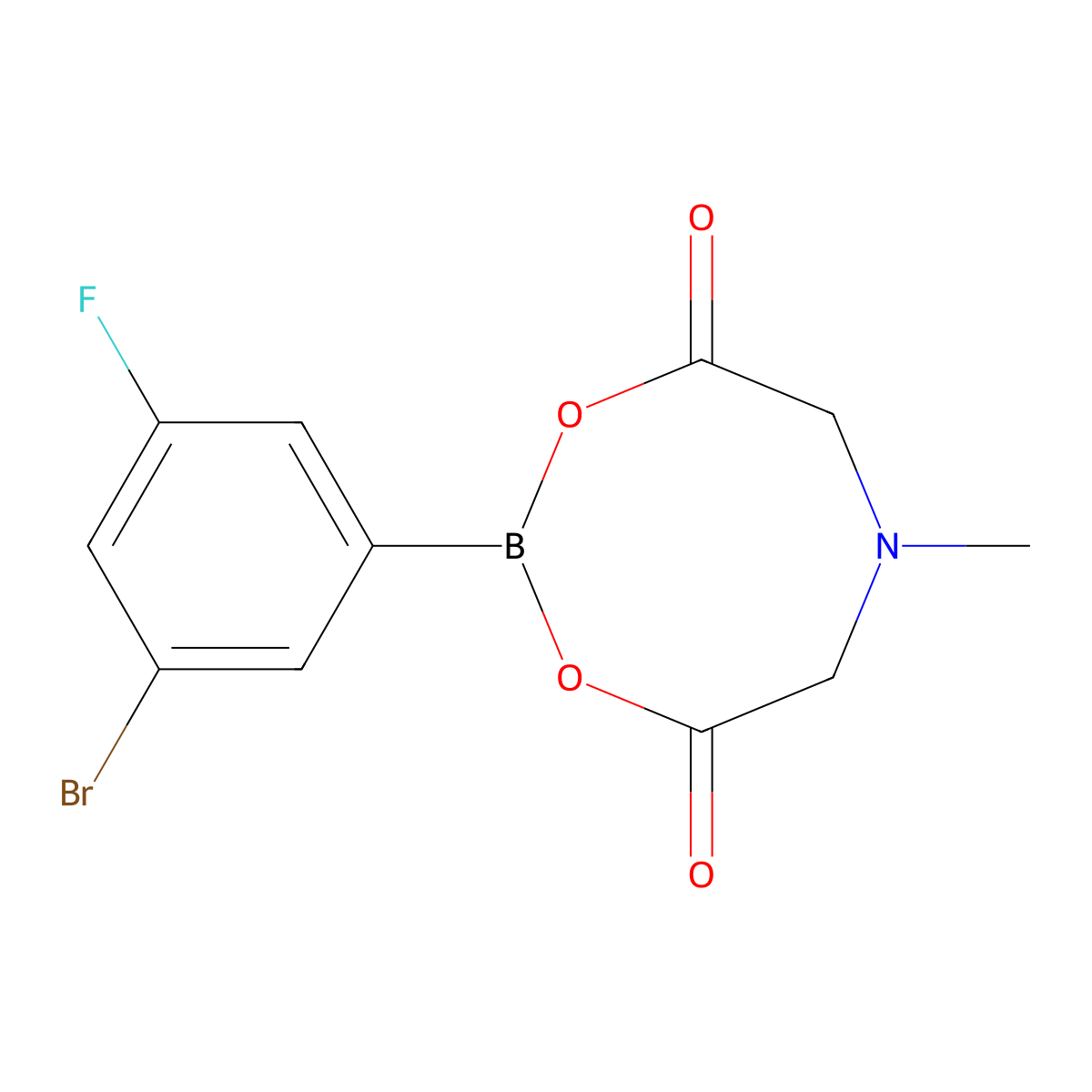 2-(3-Bromo-5-fluorophenyl)-6-methyl-1,3,6,2-dioxazaborocane-4,8-dione molecular structure, CAS 1257650-61-5