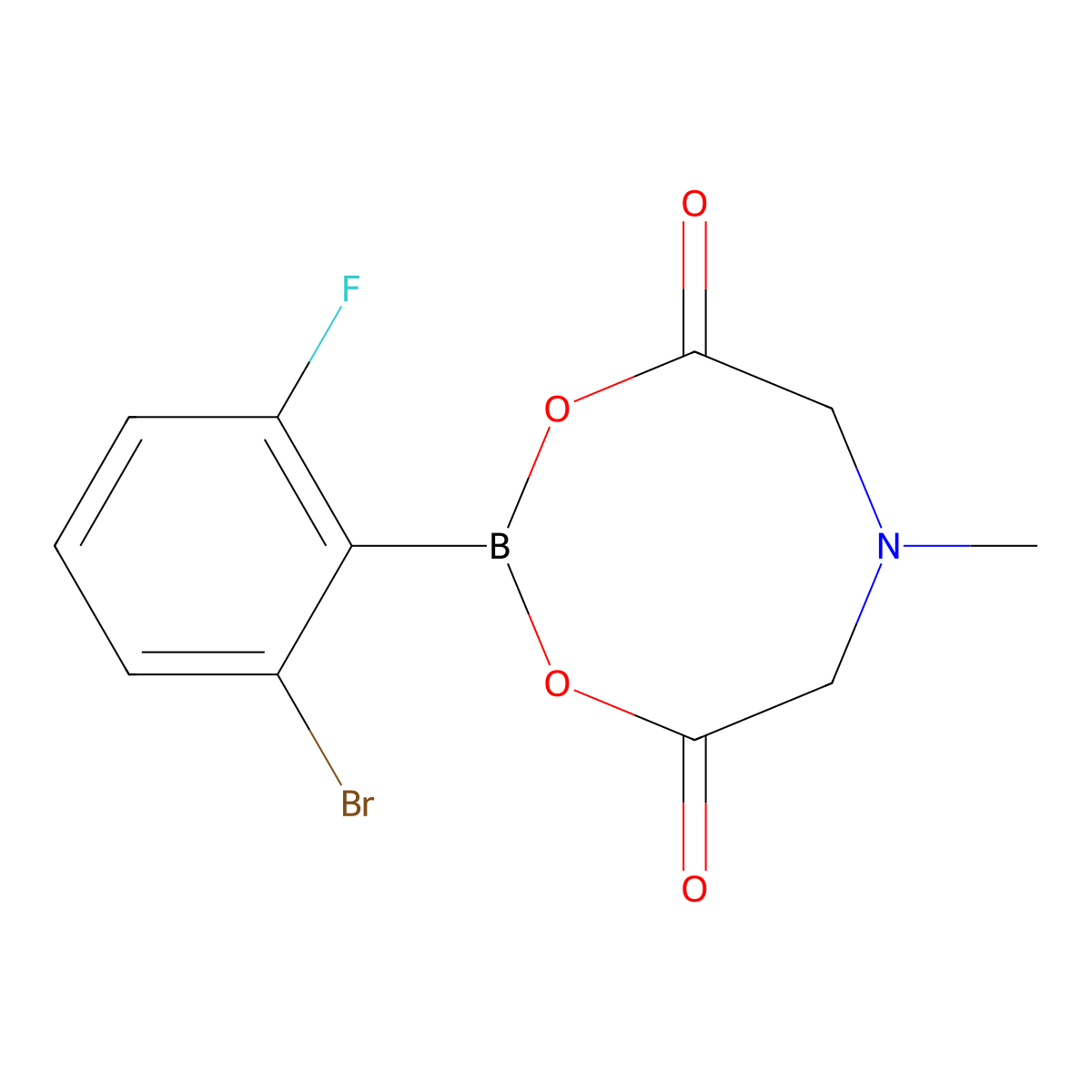 2-(2-Bromo-6-fluorophenyl)-6-methyl-1,3,6,2-dioxazaborocane-4,8-dione molecular structure, CAS 1257650-76-2