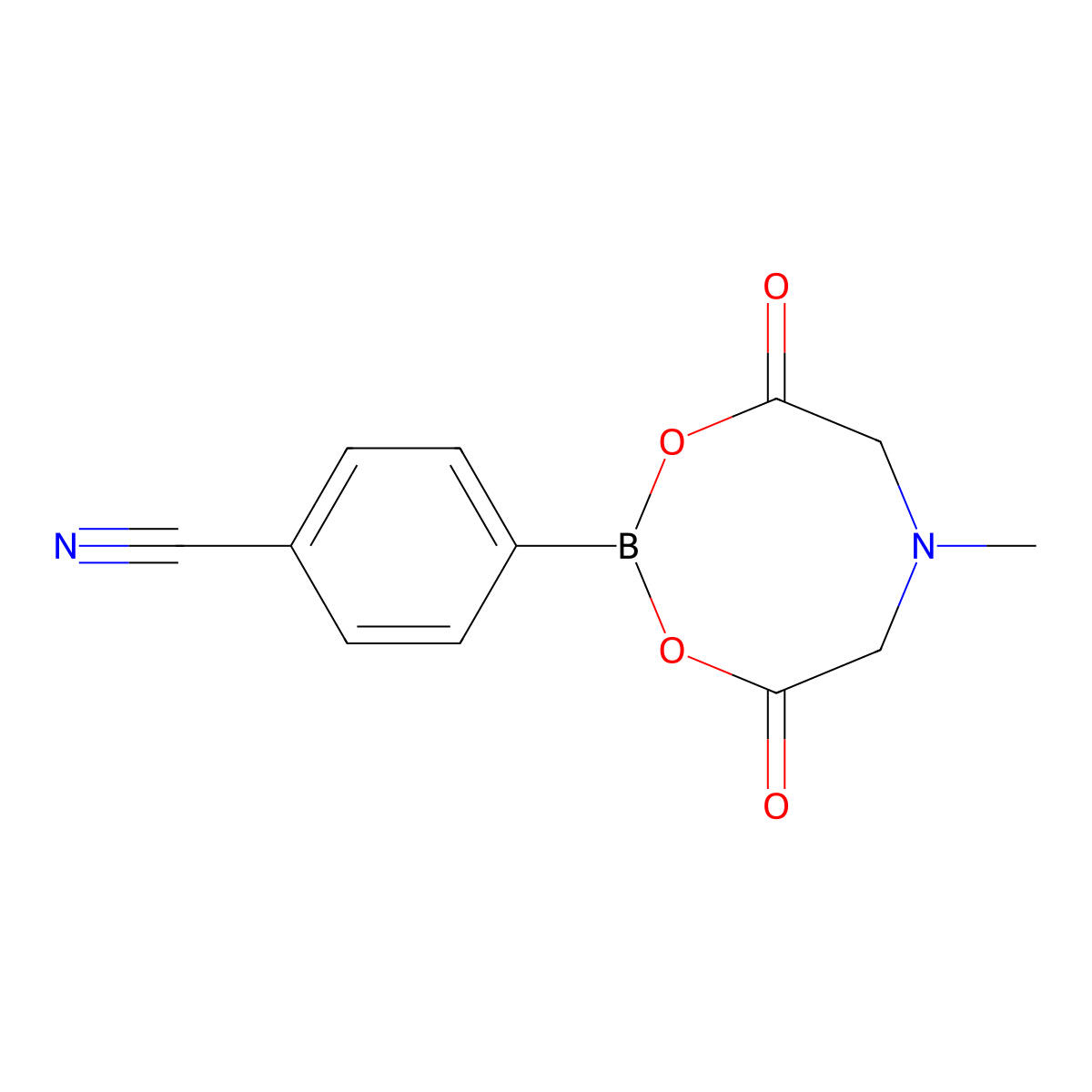 4-(6-Methyl-4,8-dioxo-1,3,6,2-dioxazaborocan-2-yl)benzonitrile molecular structure, CAS 1257651-09-4