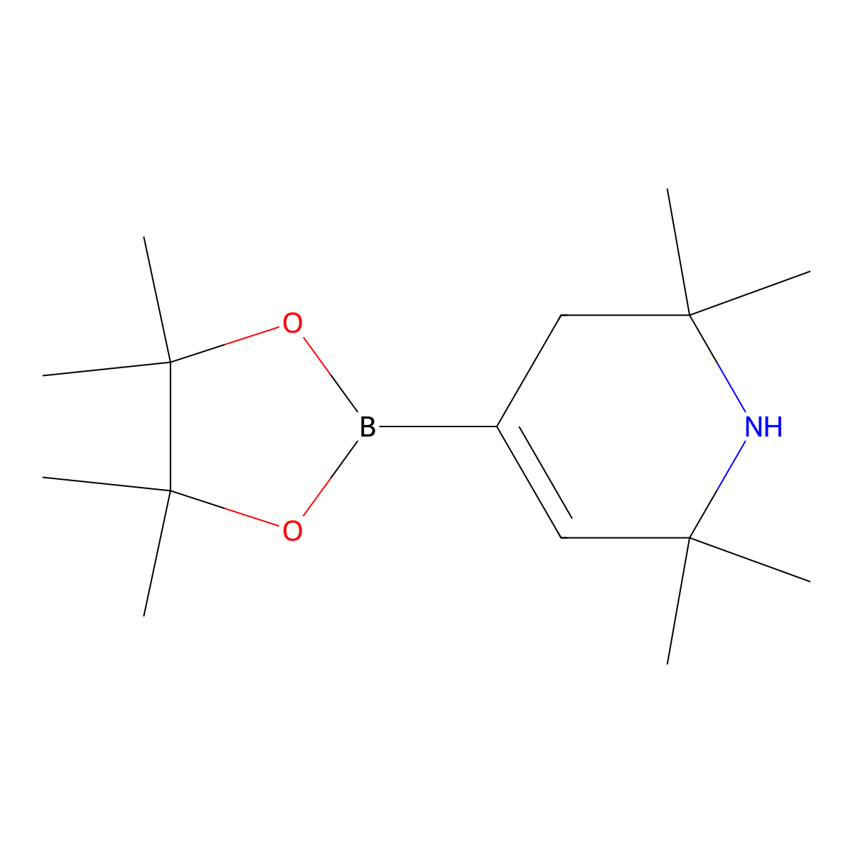 2,2,6,6-Tetramethyl-4-(4,4,5,5-tetramethyl-1,3,2-dioxaborolan-2-yl)-1,2,3,6-tetrahydropyridine molecular structure, CAS 1257651-11-8