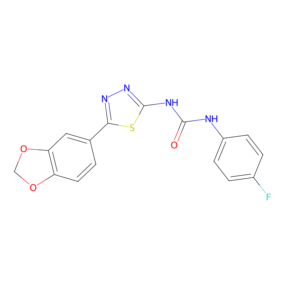 1-[5-(1,3-Benzodioxol-5-yl)-1,3,4-thiadiazol-2-yl]-3-(4-fluorophenyl)urea molecular structure, CAS 125766-63-4