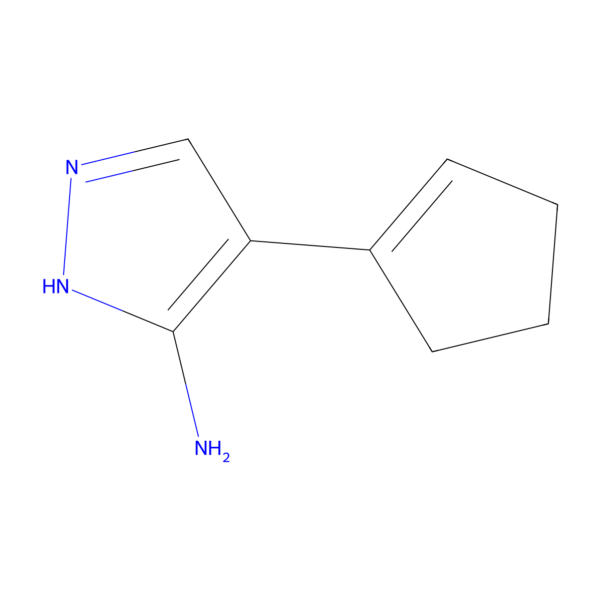 4-Cyclopent-1-en-1-yl-1H-pyrazol-5-amine molecular structure, CAS 1257660-29-9