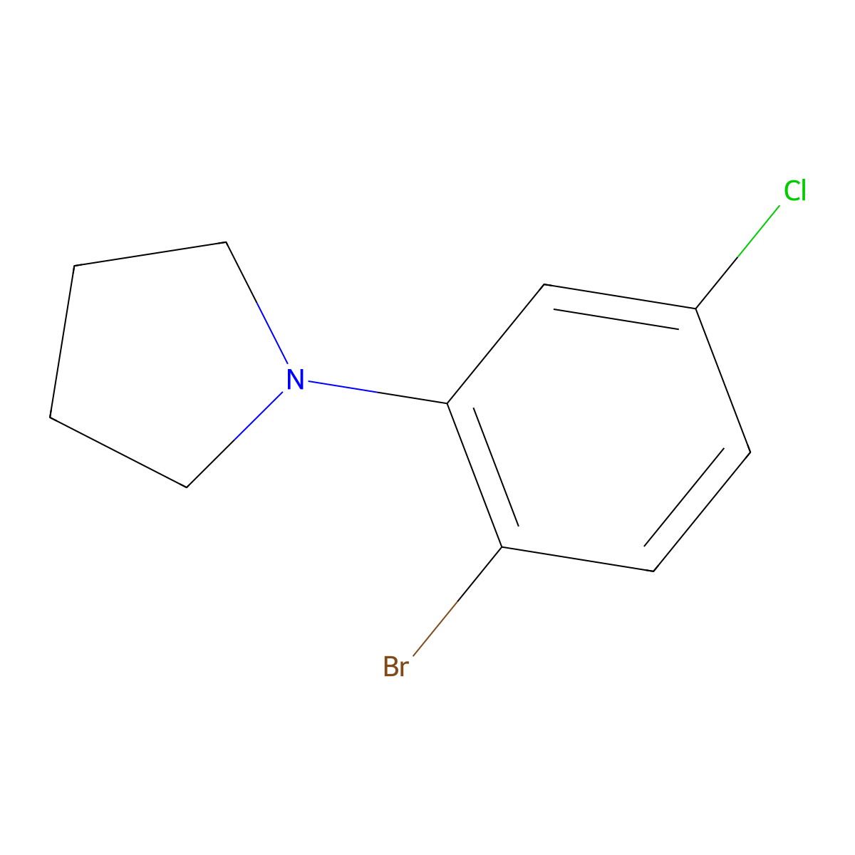1-(2-Bromo-5-chlorophenyl)pyrrolidine molecular structure, CAS 1257664-93-9