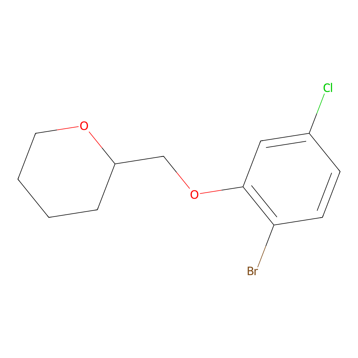 1-Bromo-4-chloro-2-(tetrahydropyran-2-ylmethoxy)benzene molecular structure, CAS 1257664-96-2