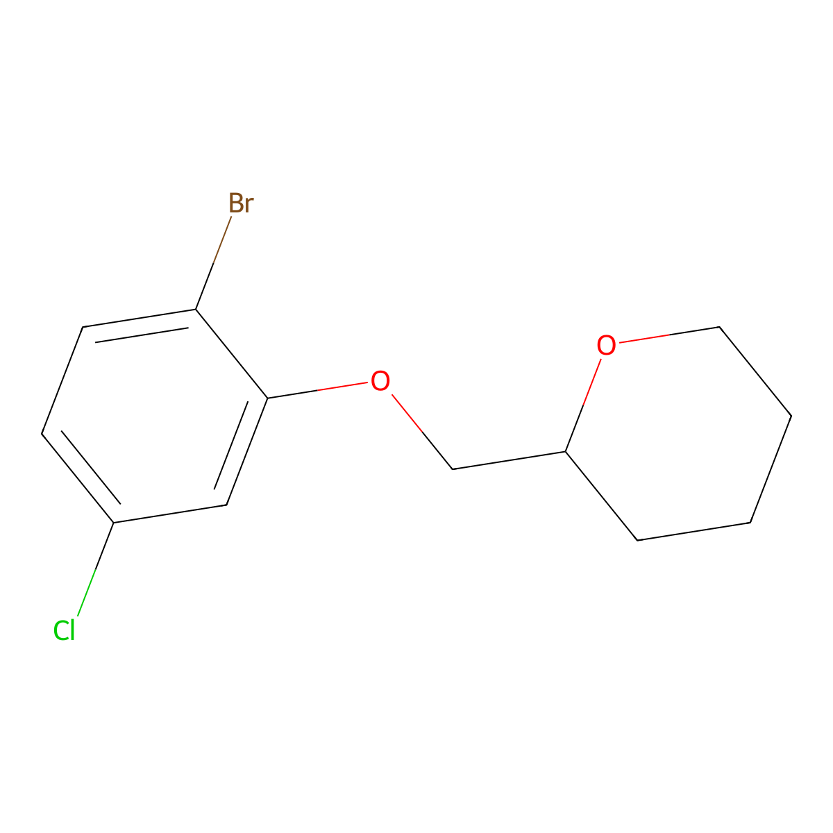 1-Bromo-4-chloro-2-(tetrahydropyran-2-ylmethoxy)benzene molecular structure, CAS 1257664-96-2