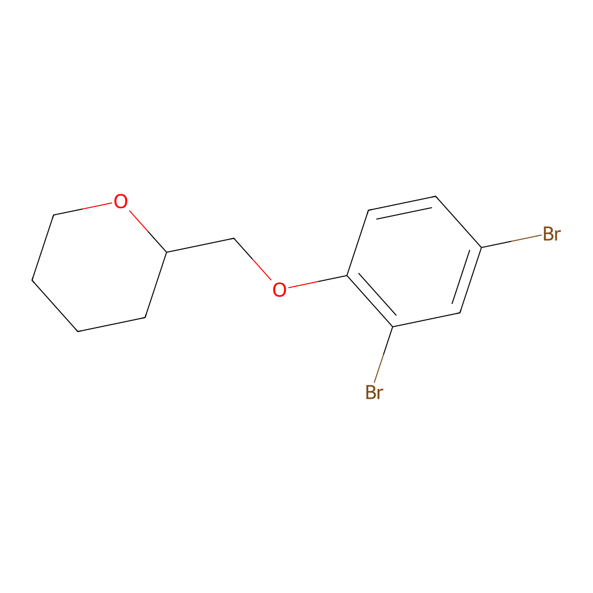 2-((2,4-Dibromophenoxy)methyl)tetrahydro-2H-pyran molecular structure, CAS 1257665-15-8