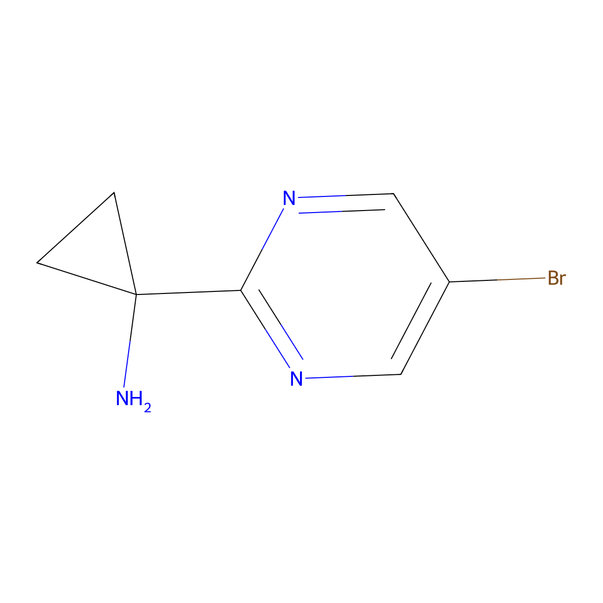 1-(5-Bromopyrimidin-2-yl)cyclopropan-1-amine molecular structure, CAS 1257692-87-7