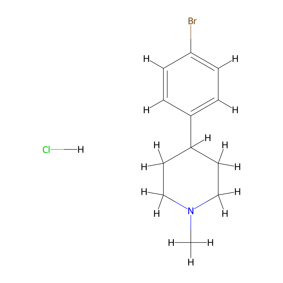 4-(4-Bromophenyl)-1-methylpiperidine hydrochloride molecular structure, CAS 1257704-76-9