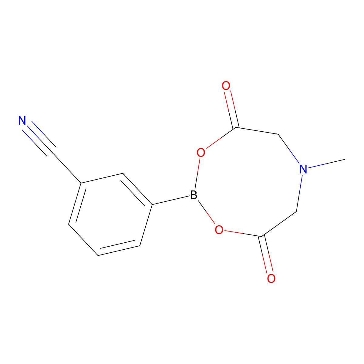 3-(6-Methyl-4,8-dioxo-1,3,6,2-dioxazaborocan-2-yl)benzonitrile molecular structure, CAS 1257738-14-9