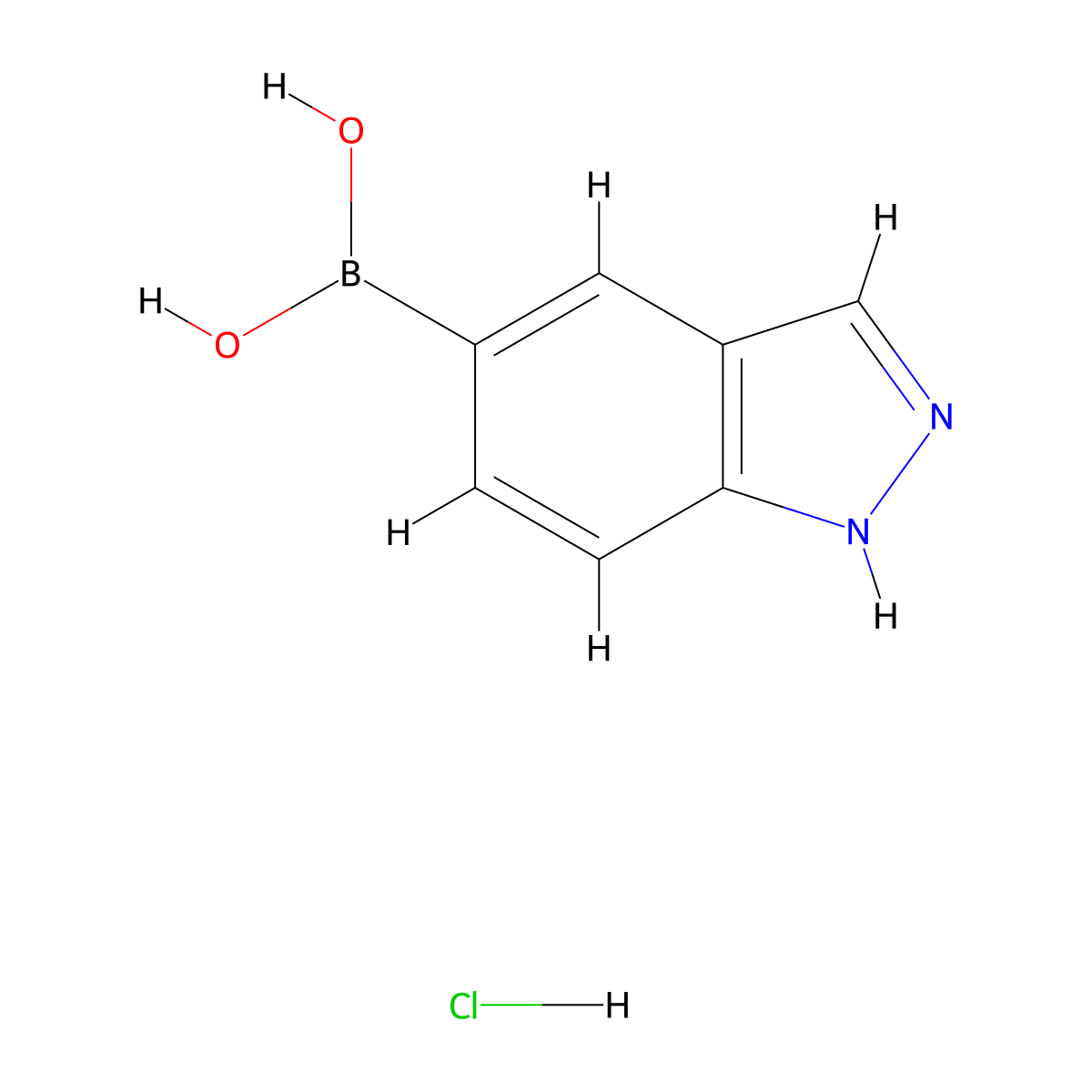 1H-Indazol-5-ylboronic acid--hydrogen chloride (1/1) molecular structure, CAS 1257738-46-7