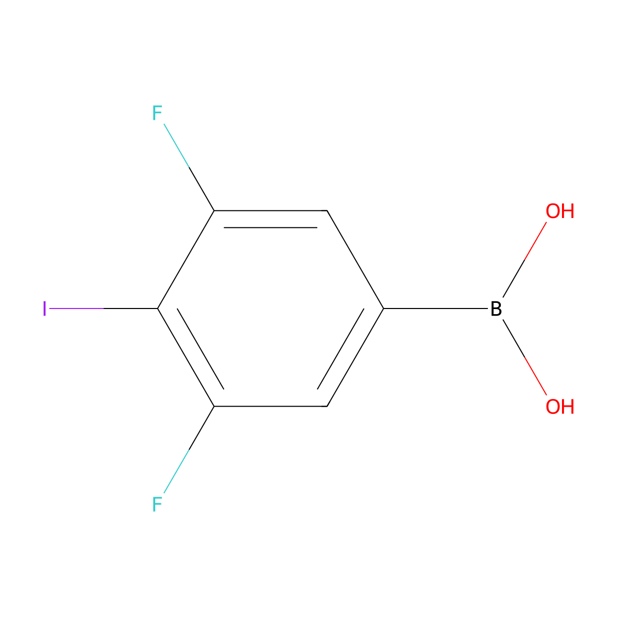 3,5-Difluoro-4-iodophenylboronic acid molecular structure, CAS 1257793-03-5
