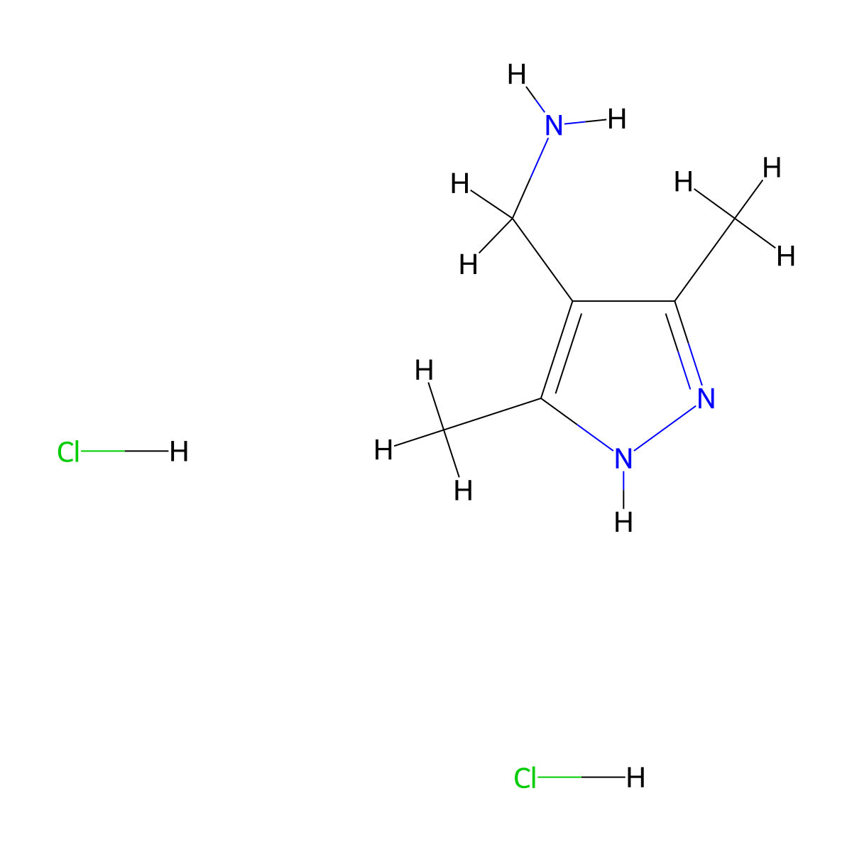 (3,5-dimethyl-1H-pyrazol-4-yl)methanamine dihydrochloride molecular structure, CAS 1257796-47-6